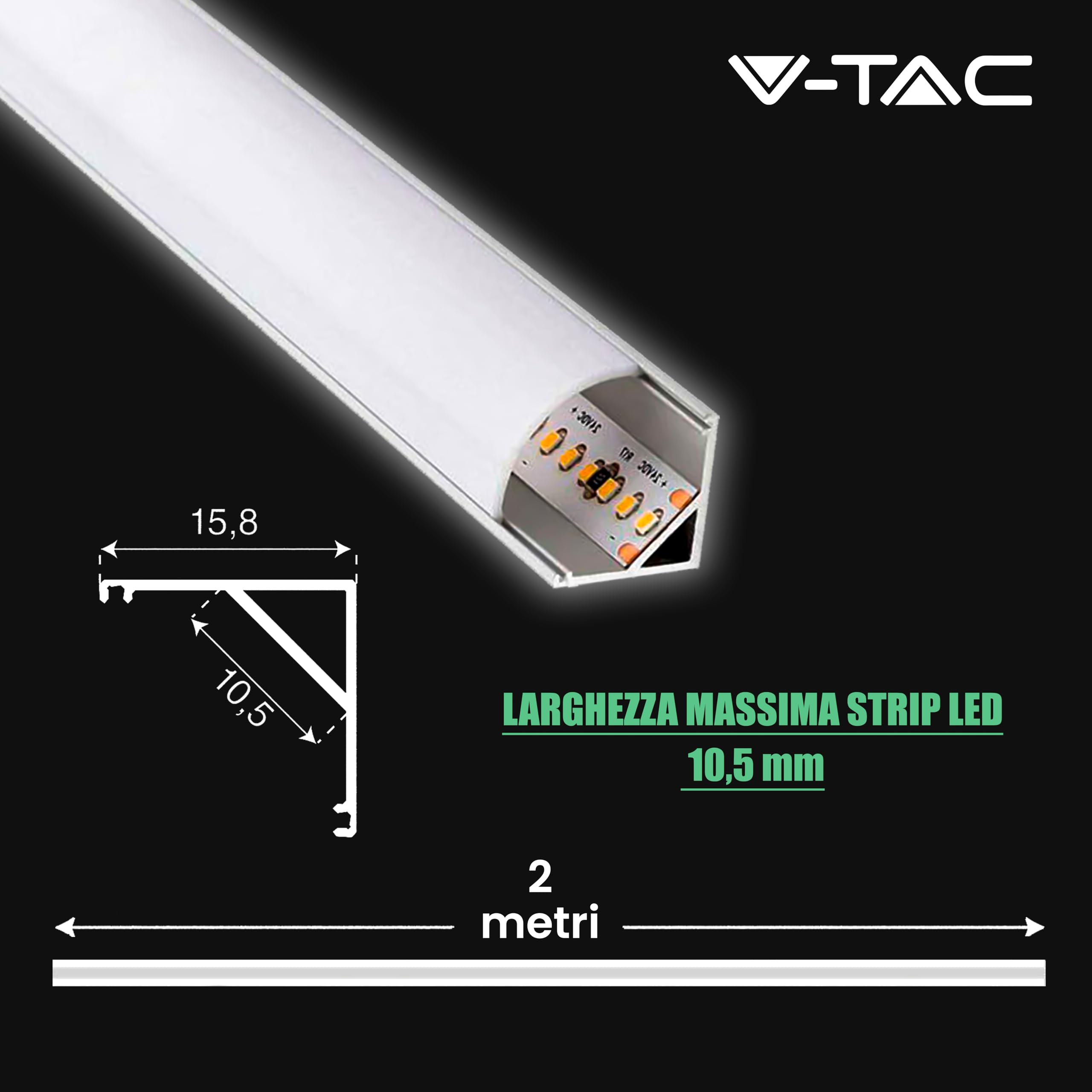 Profili In Alluminio Per Strisce LED - 2 Pezzi Da 2 Metri Con Copertura Opaca, Totale 4 Metri - Foto 11