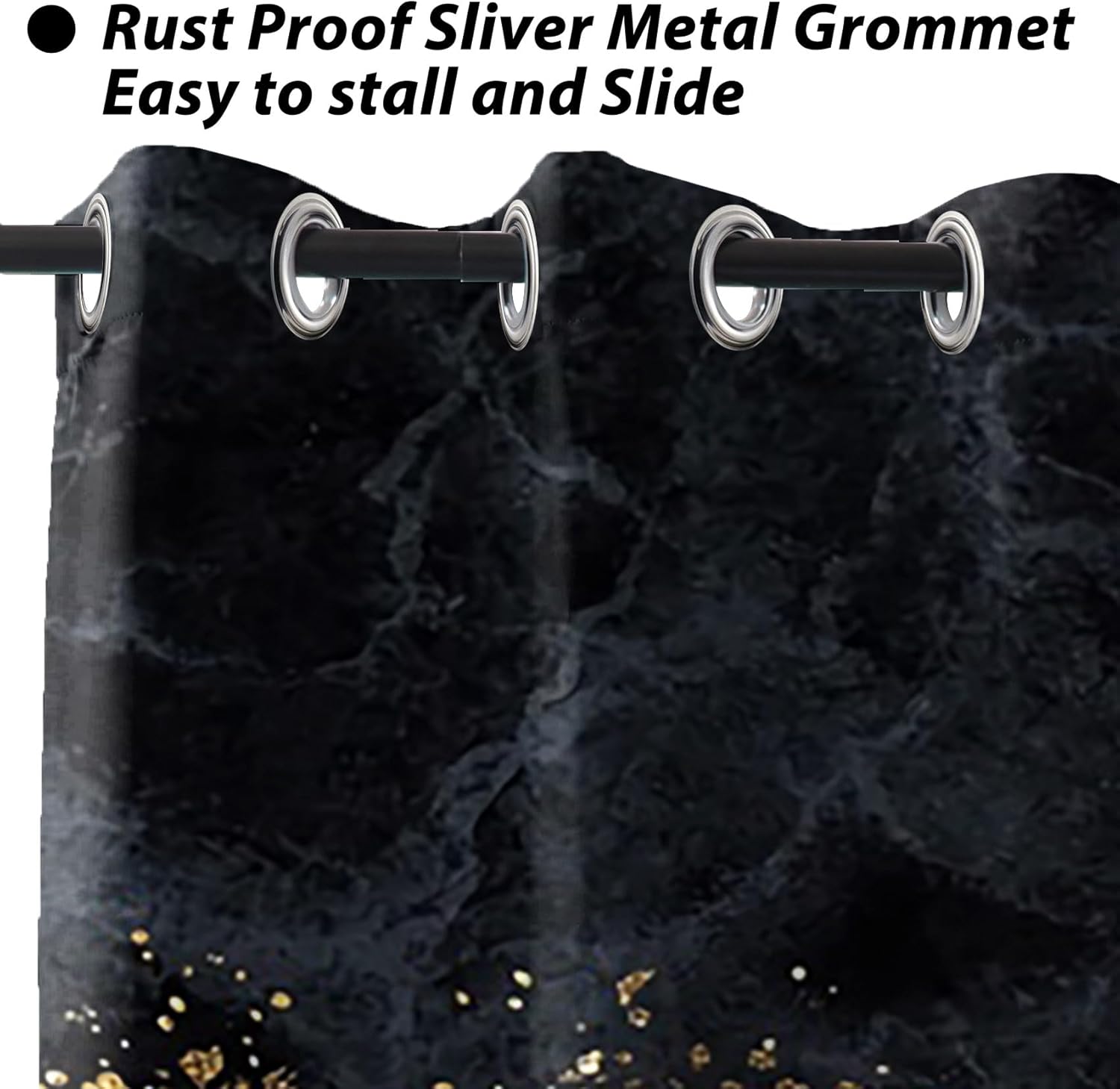 Baocicco Black Gold Gray Marble Window Curtains for Bedroom Living Room - Modern Luxury Art Design Drapes with Gold Texture - Blackout Curtains with Grommets 2 Panels 21x45 Inch