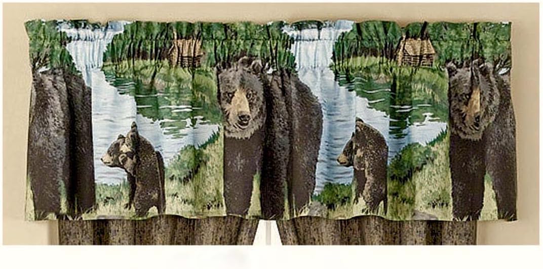 Black Bear Cabin Lodge Window Treatment Valance (ONLY) 18" L x 84" W