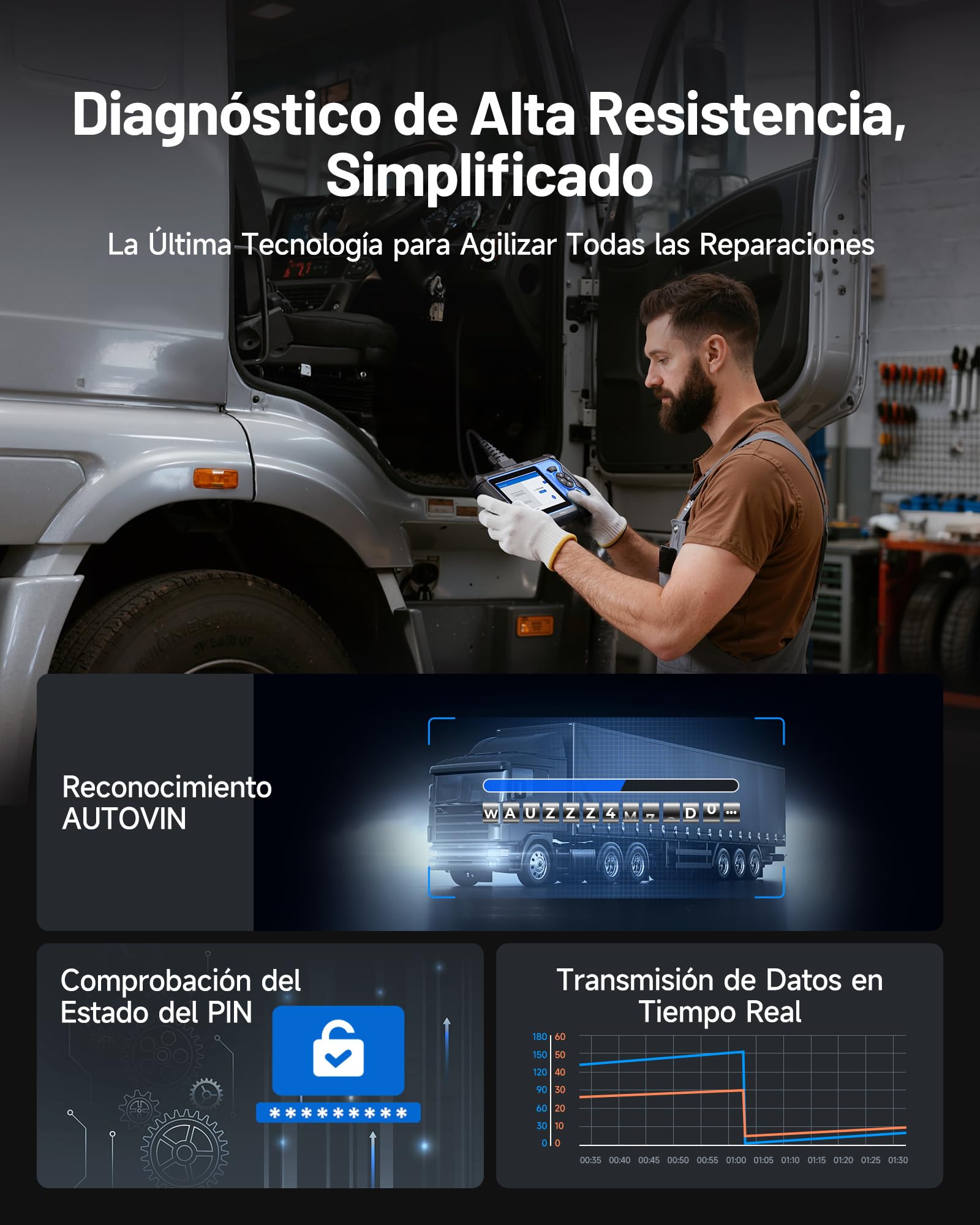 TOPDON ArtiDiag HD OBD2 Diesel y Gasolina Herramiento de Diagnóstico para Vehículos Pesados ​​Motores Diésel, 10 Servicios: DPF, Límite de Aceite/Velocidad, OBD/EOBD HD, Actualizaciones 2 Años