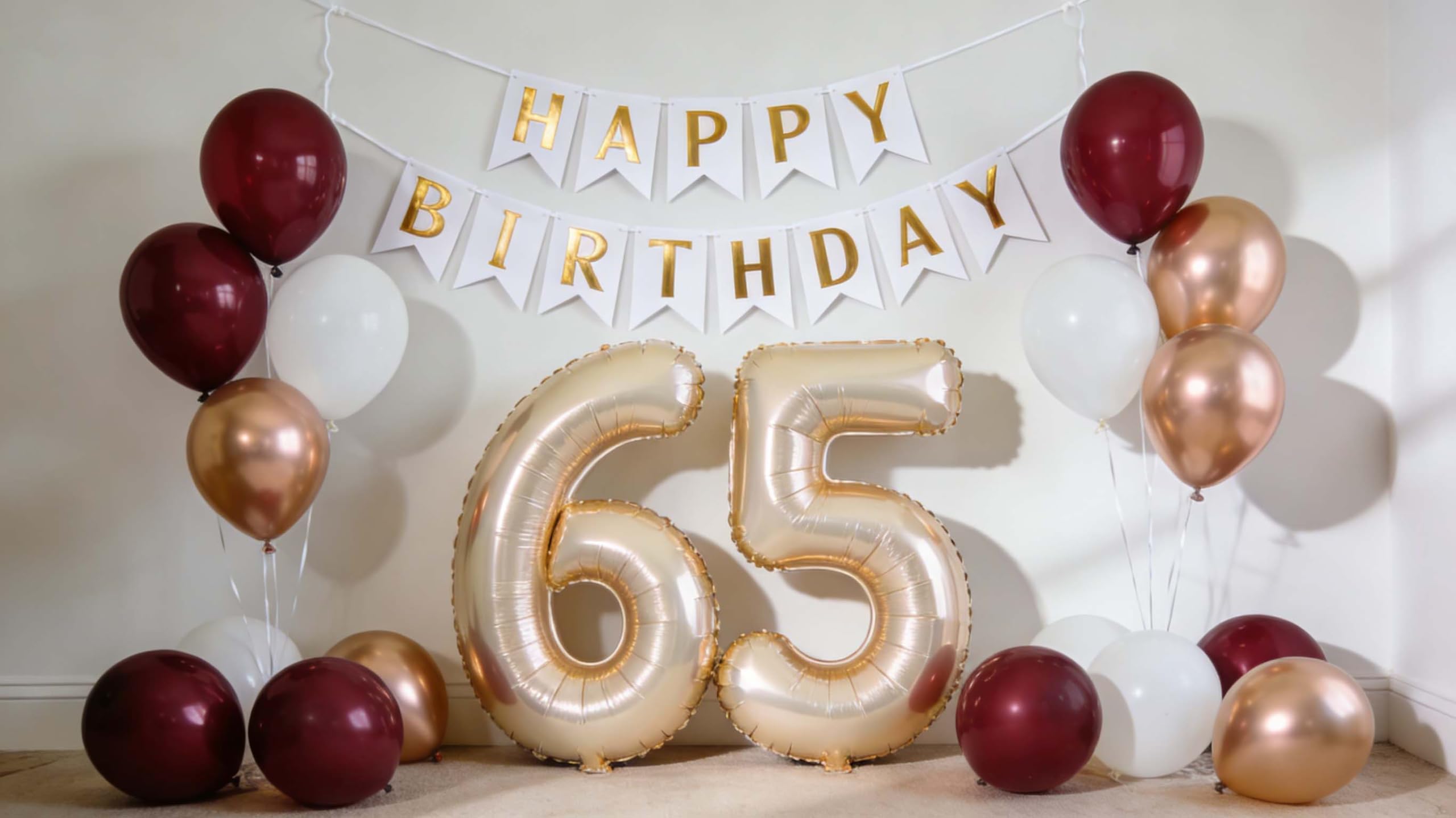 65th Birthday Balloons Decorations for Women, Champagne Gold 65th Birthday Balloons Banner Large 65 Foil Numbers for Mother Dad 65 Years Anniversary Party Decor Supplies(65th)