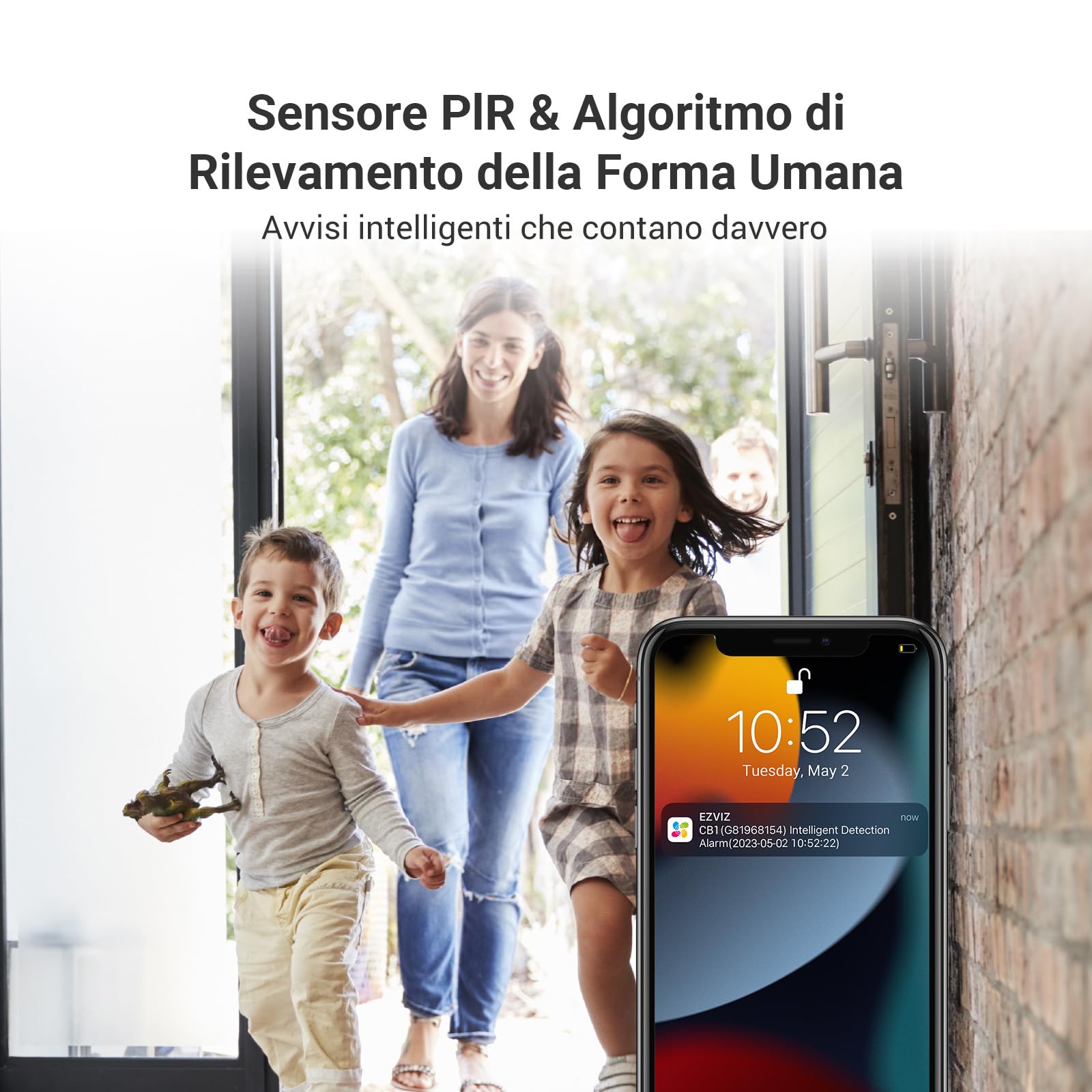 EZVIZ Telecamera di sorveglianza WiFi interna con batteria, Camera di sicurezza IP 1080P, Rilevamento di persone, Audio bidirezionale, Supporto di schede fino a 512GB, Compatibile con Alexa, CB1