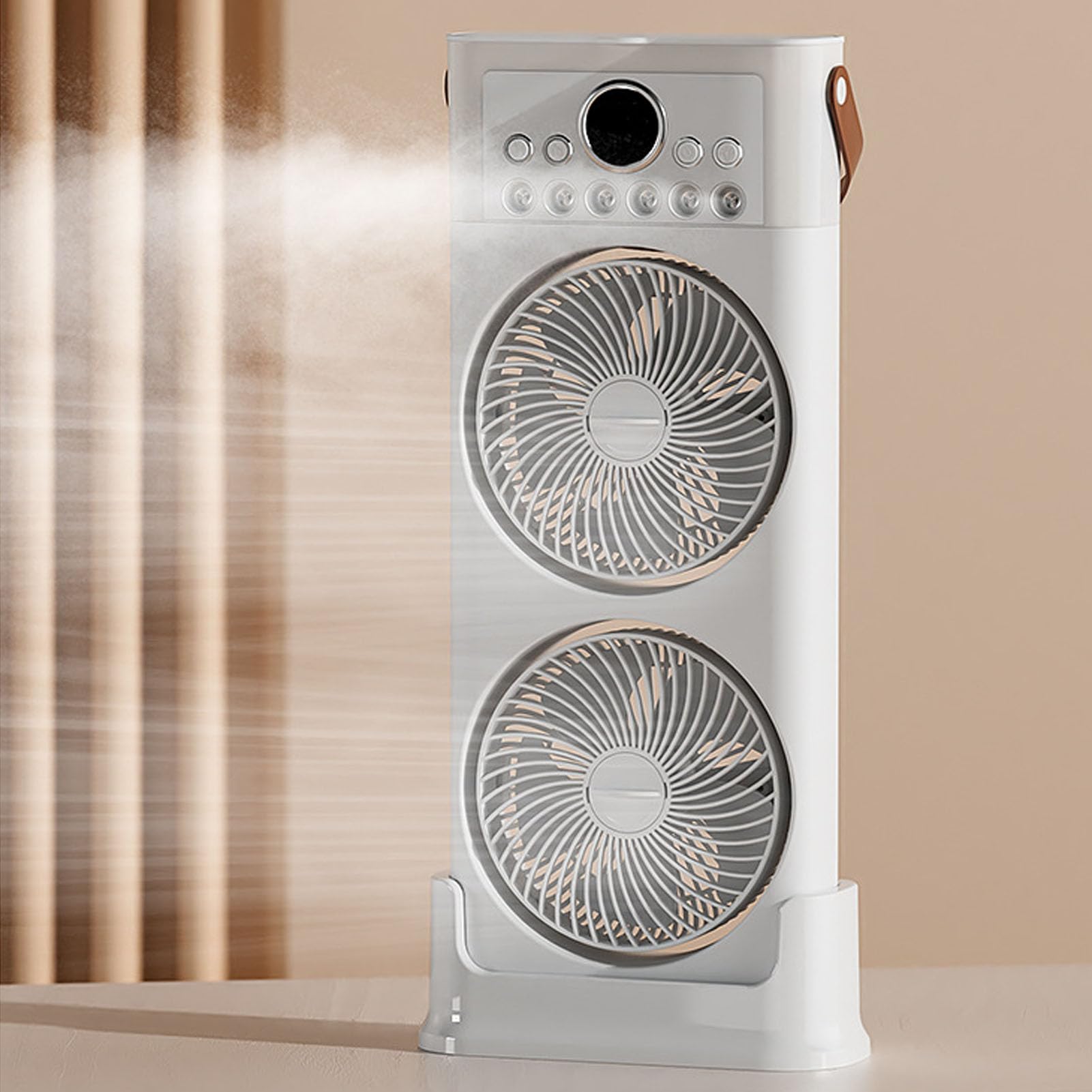 Asixxsix Ventilatore Nebulizzante, Umidificatore con Ventola di Raffreddamento con Rotazione a 360 Gradi con 6 Ugelli Spray e Telecomando, sistemas di Raffreddamento a Doppia Ventola