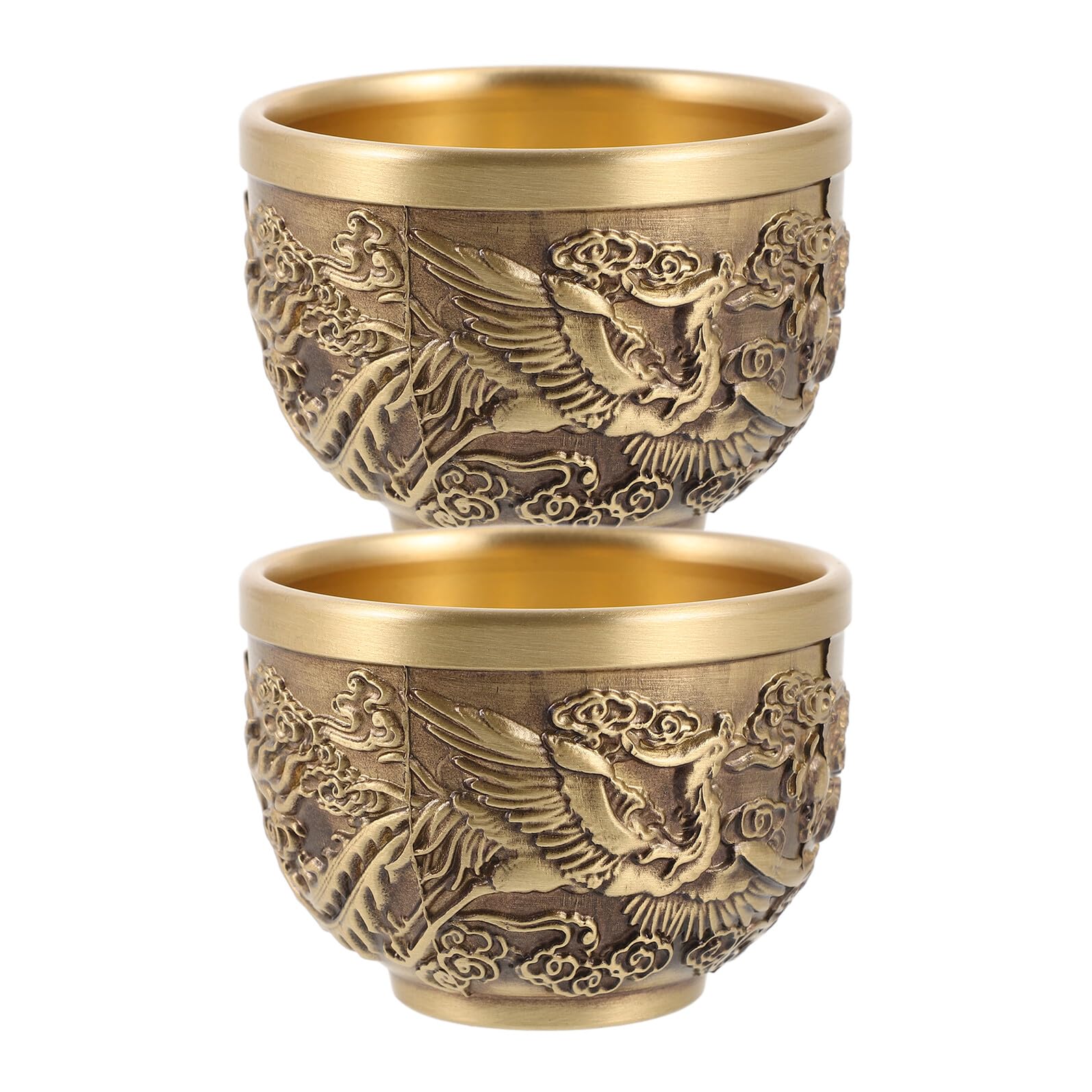 Tazas de cobre decorativas de dragón para ceremonias de té en casa