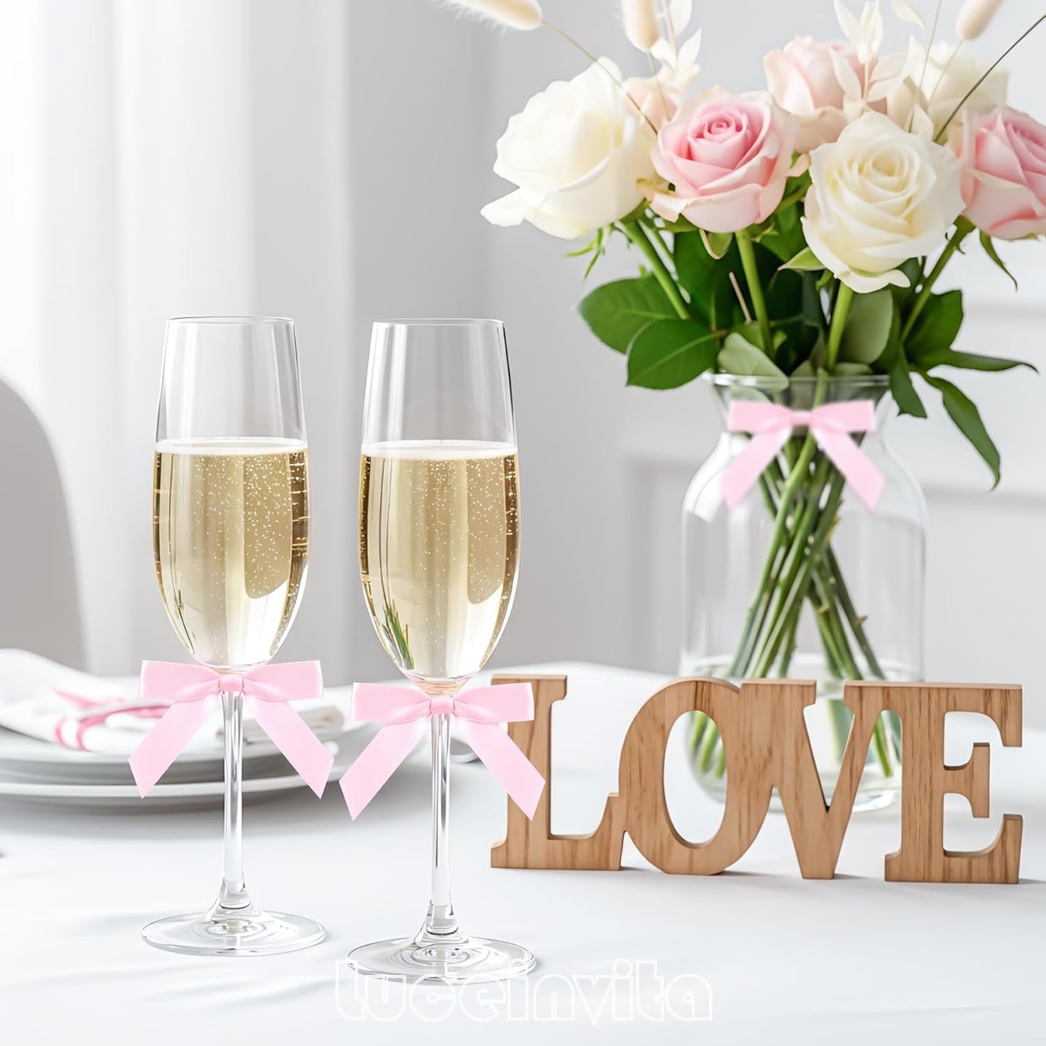 50 Pcs Small Bows 2.5" Satin Ribbon Twist Tie Bows for Treat Bags Gift Wrapping Birthday Party Favors Wedding Decorations (Baby Pink) - Image 6