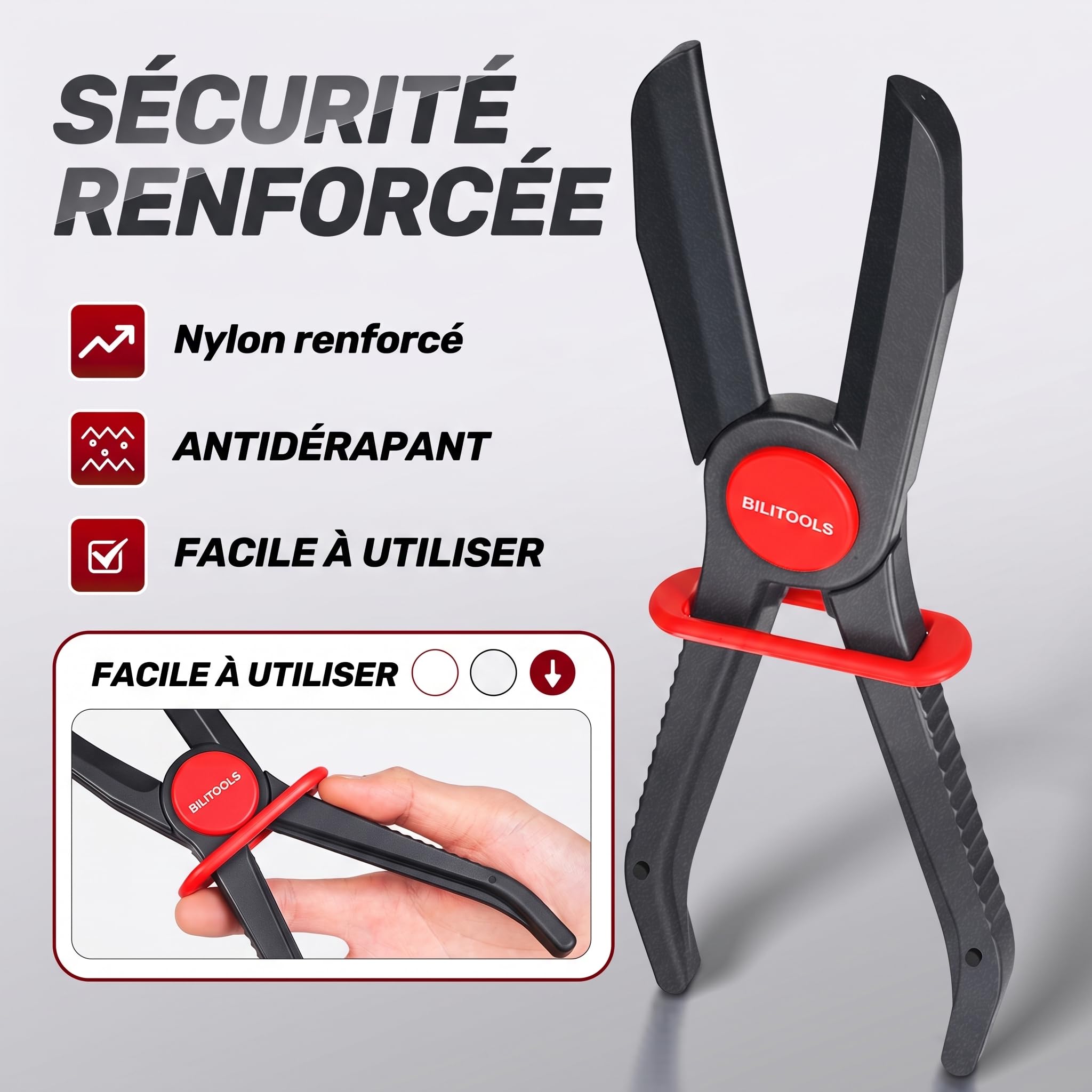 BILITOOLS Lot de 6 Pinces à Durite (Droites & Coudées à 90°) en Plastique – Pour Tuyaux de Carburant, de Frein et de Refroidissement