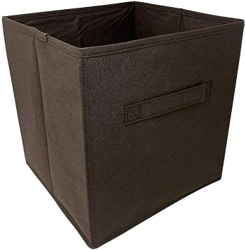6 pack Fabric Storage Bins Box Organizer Cube Basket Container 10.5"x10.5"x11" Brown w/Fabric Handle