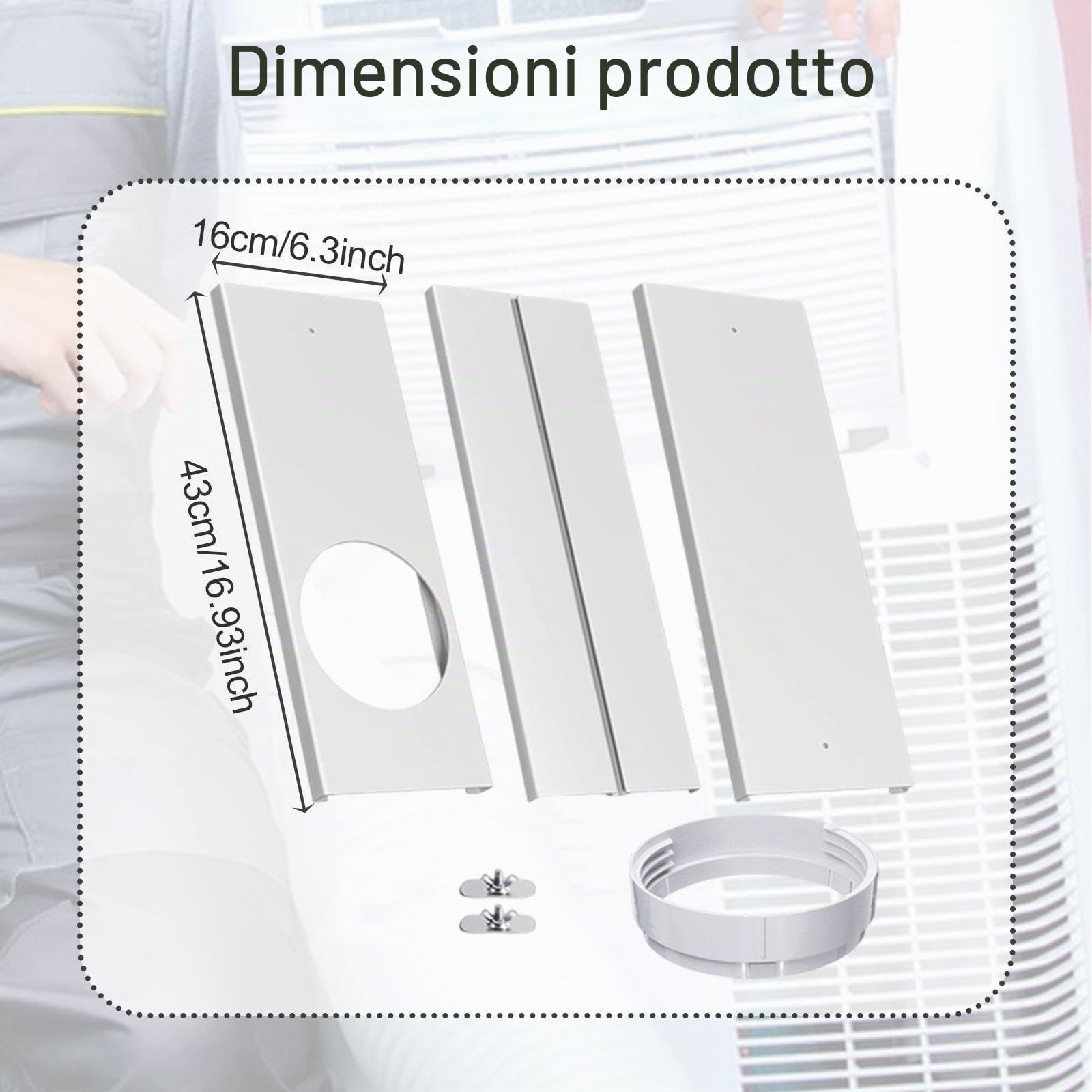 MagiDeal Kit Di Sfiato per Finestra Del Condizionatore D' Portatile, Kit Finestra Condizionatore, Guarnizione Telescopica in Pvc Regolabile per Essere Adatto Ai Tubi Di Scarico Dell'asciugatrice