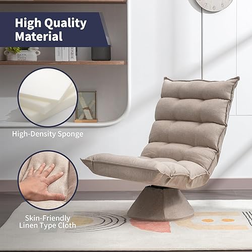 Miniatura 4 de ijuicy Silla giratoria para juegos, silla reclinable de carreras de 360 grados con base giratoria y respaldo ajustable, sofá de suelo perezoso de