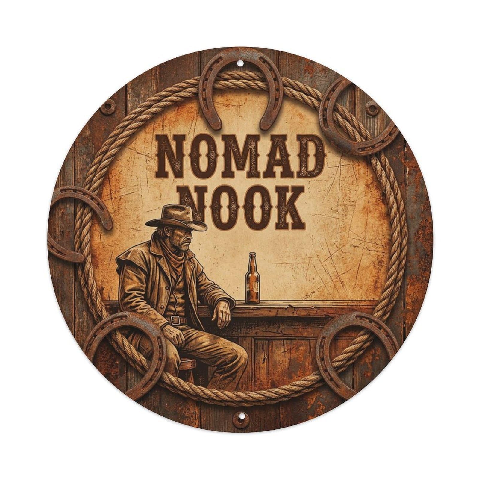 Vintage Beer Western Cowboy Nomad Nook Retro Bar for Pub Vintage Metal Tin Sign Plaque Wall Decor for Cafe, Club Bar, Office, Garden Metal Poster 8x8Inch