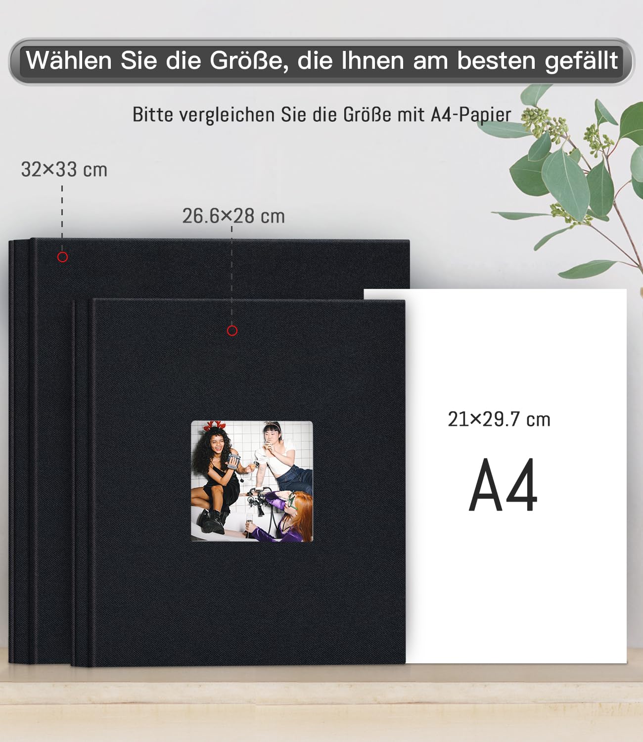 Popotop Fotoalbum selbstklebend mit Bildanzeigefenster, 40 Seiten DIY Scrapbook Album für 10x15 Bilder, Leineneinband Erinnerungsbuch für Baby Hochzeit, mit Scraper und Metallic Stift