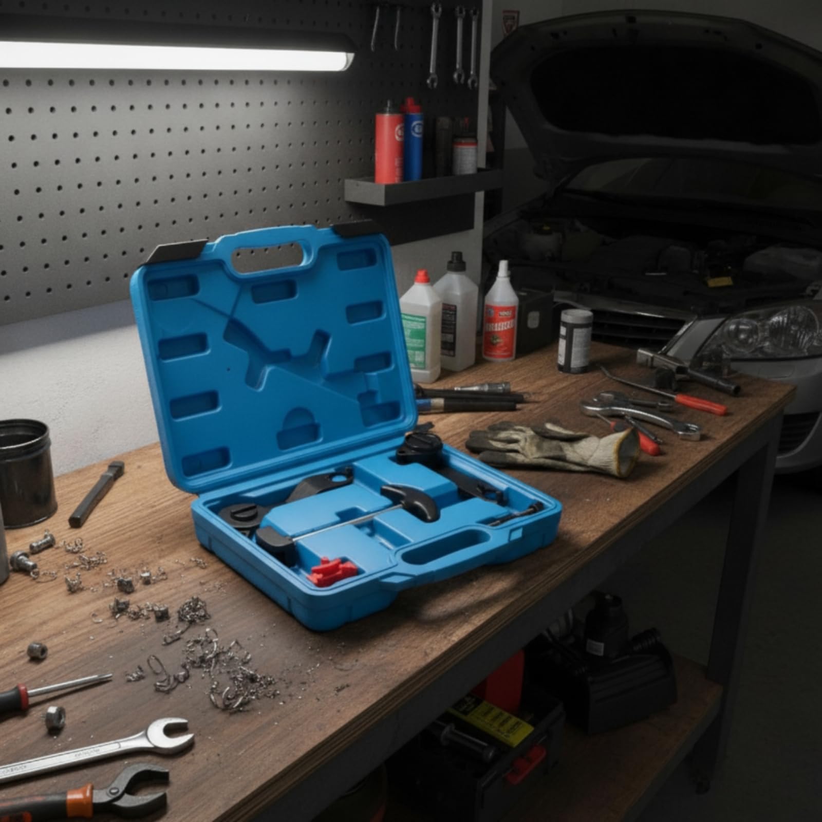 perfk Kit Attrezzi Distribuzione Motore EA21 Utensili Fasatura Chiave Allineamento Supporti Bloccaggio Perni Posizionamento Valigetta con Maniglia Metallo