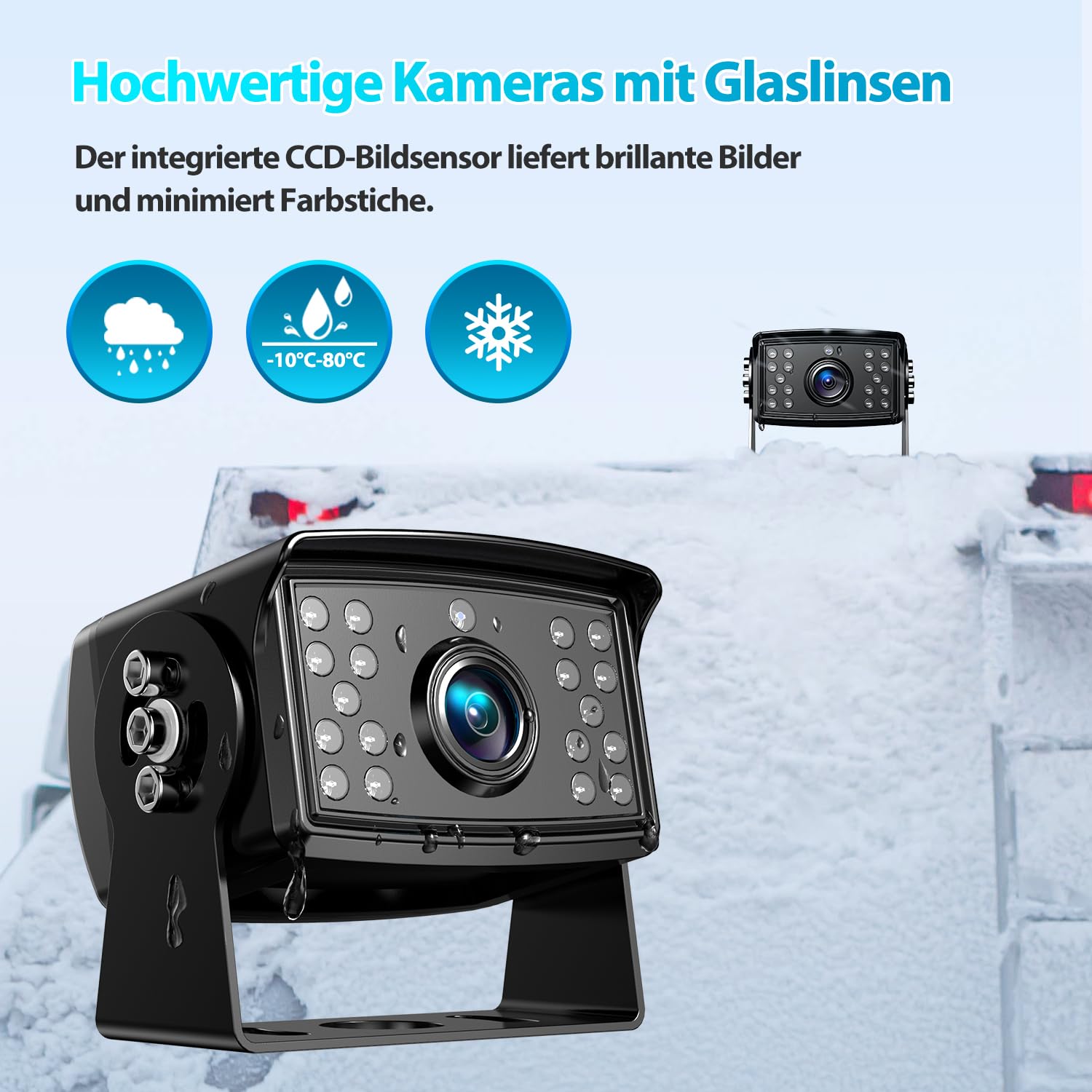eRapta 10" Kabelloses Rückfahrkamerasystem für Wohnmobil IP69K wasserdichte | HD 1080P Digitales Rückfahrkamerasystem mit 10 Zoll Quad-Split-Loop-Aufnahmemonitor, Rückfahrkameras für LKW, Anhänger
