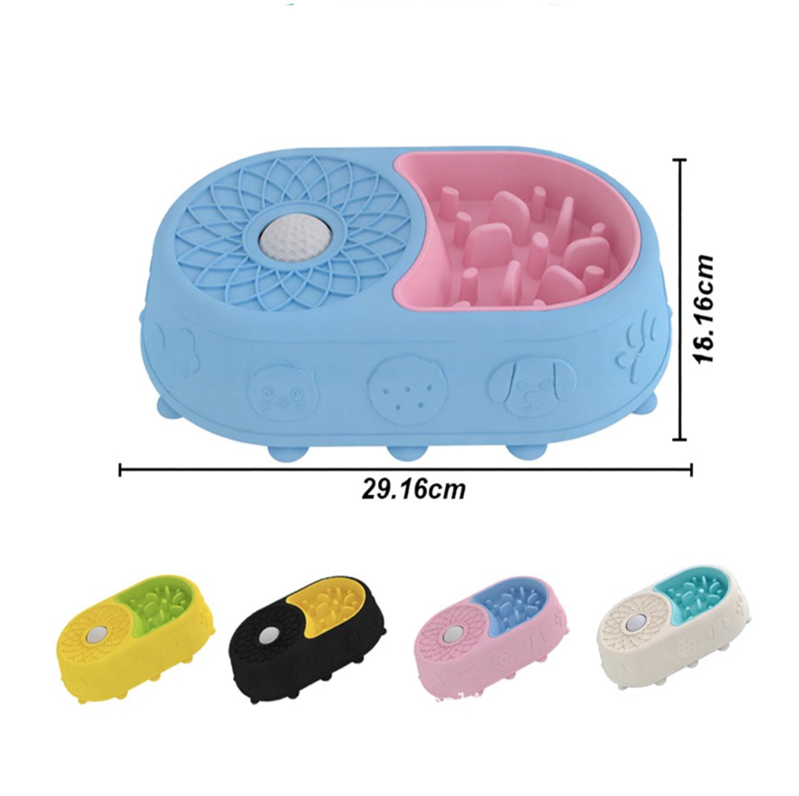 Tapis à lécher 2 en 1 en silicone pour chiens et chats, bleu
