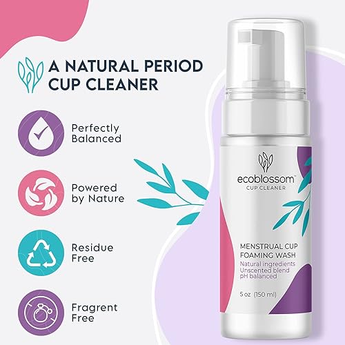 Miniatura 2 de Ecoblossom Limpiador de vasos menstruales esterilizador espumoso sin perfume para discos de período de silicona toallitas limpias ingredientes
