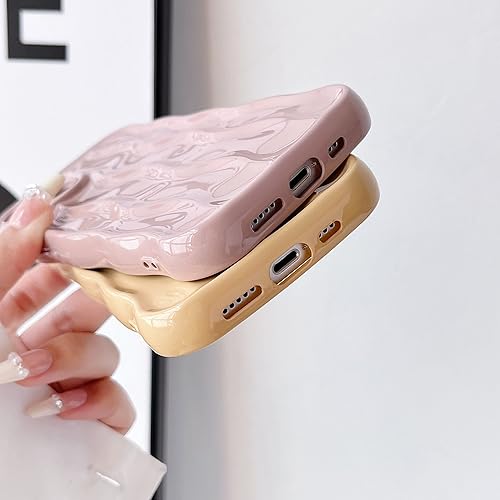 Miniatura 6 de Caseative Marco de ondas rizadas con patrón de ondas de agua, suave, compatible con iPhone (caqui, iPhone 12 Pro)