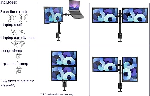 Miniatura 5 de Stand Up Desk Store - Soporte convertible para laptop y monitor, soporte para monitor (monitor negro, monitor de 13" a 32", hasta una computadora