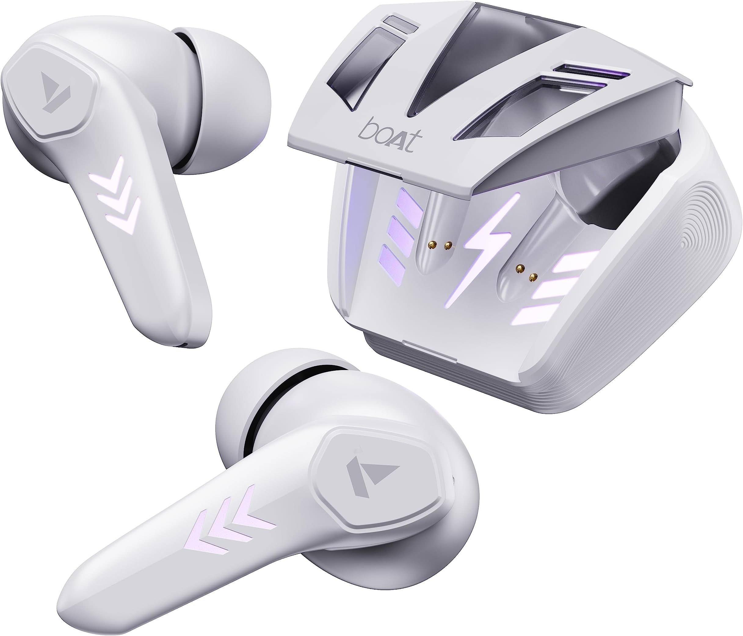 boAt Airdopes 190 True Wireless Earbuds with Beast™ Mode(50ms) for Gaming, 40H Playtime, Breathing LEDs, boAt Signature Sound, Quad Mics ENx™ Tech, ASAP™ Charge & BT v5.3(White Sabre)