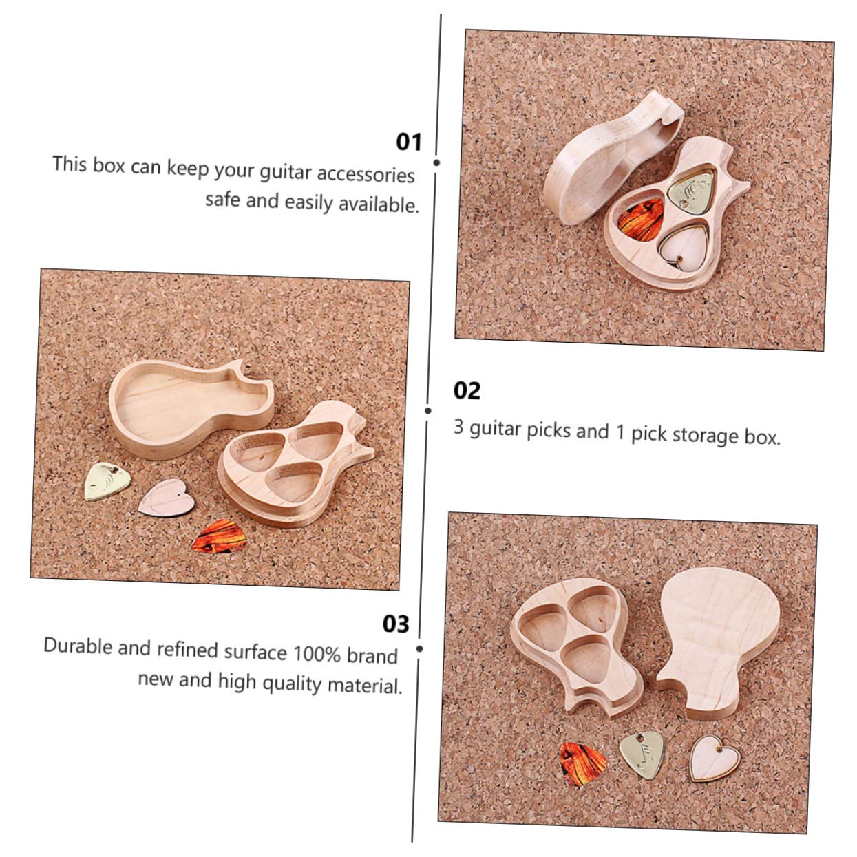 VICASKY 3 Juegos elegir guitar picks púas guitarra guitar accessories puas de guitarra cajas de púas de guitarra delgadas estuche para púas de guitarra partes de guitarra de madera