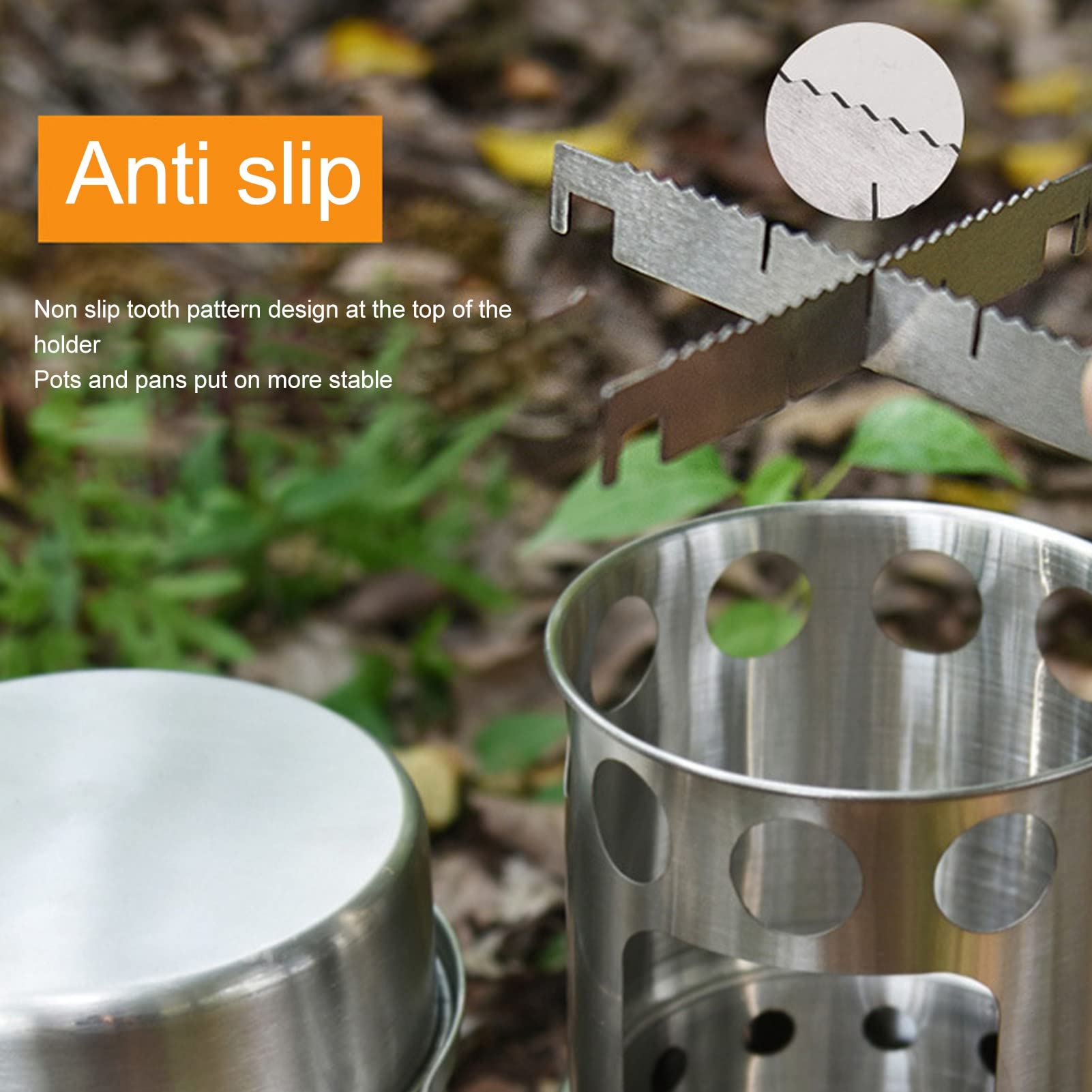 Réchaud Portable Réchaud à Bois Pliable Acier Inoxydable | Poêle Camping Randonnée - Compact Et Léger (0,9kg) Réchaud Bois Camping