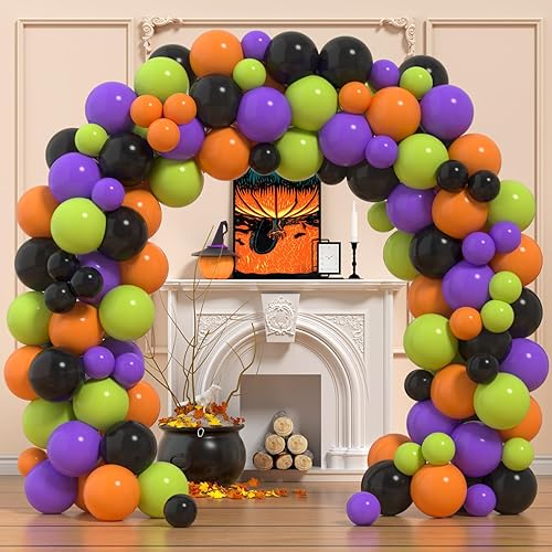 Miniatura 7 de Janinus Kit de arco de globos de otoño, guirnalda de globos de Acción de Gracias con guirnalda de hojas de arce artificiales, 125 globos naranjas