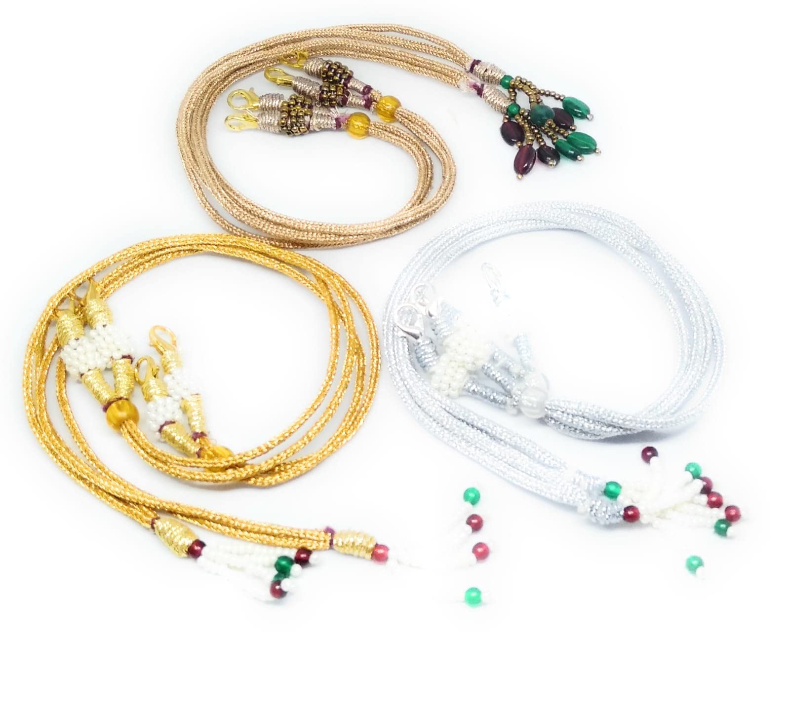 Adjustable Back Rope for Necklace Silk Thread Terracota Jewelery with Hook and Tassels - 3 Colour 6 Pieces (B0C1V1HRWS) Amazon Price History, Amazon Price Tracker