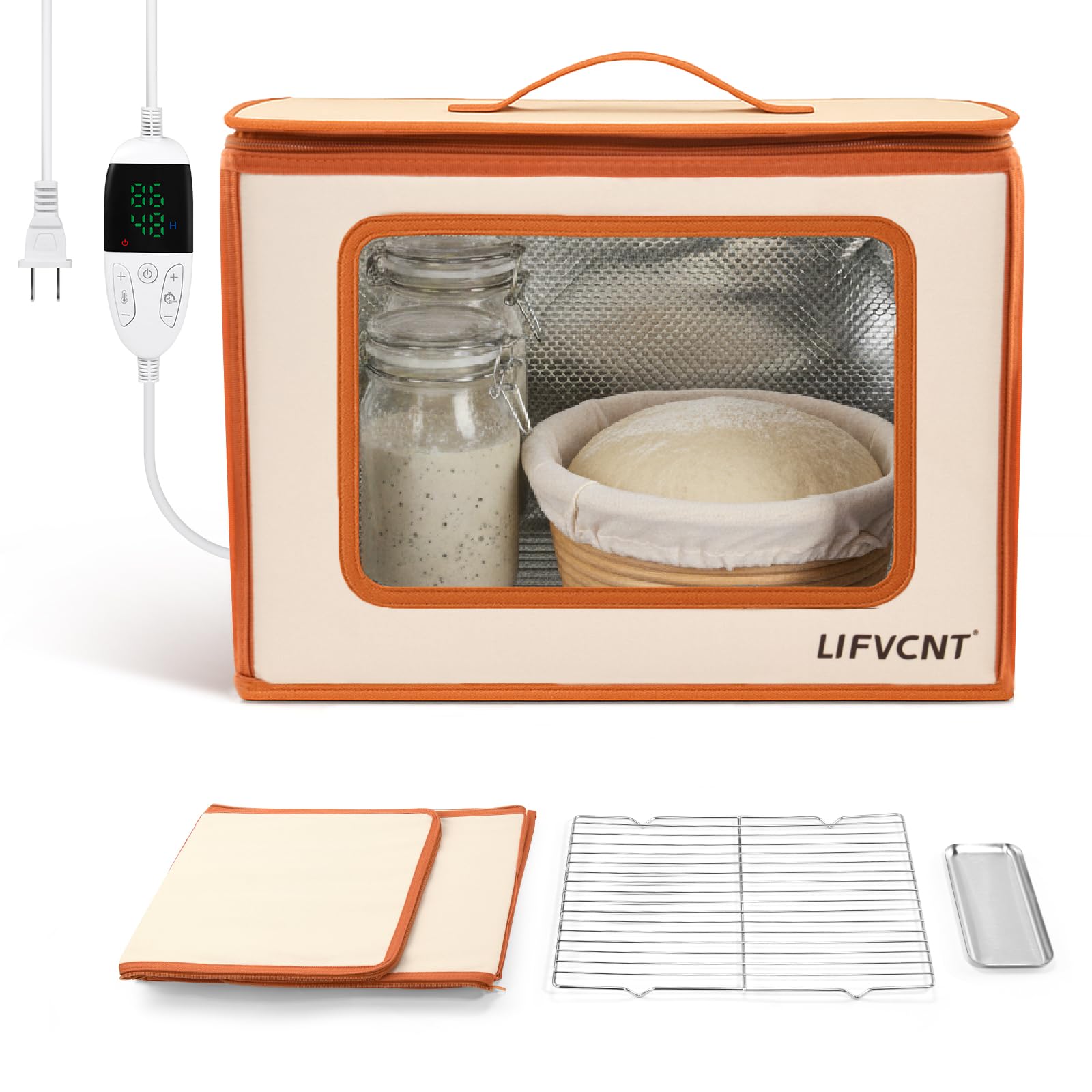 Photo 1 of LIFVCNT Folding Proofing Box with Metal Rack & Water Tray, Bread Proofer with 68–132°F Temp Control & 99H Timer | Dough Proofing Box for Sourdough, Pizza, Kombucha,Yogurt, Bread Baking