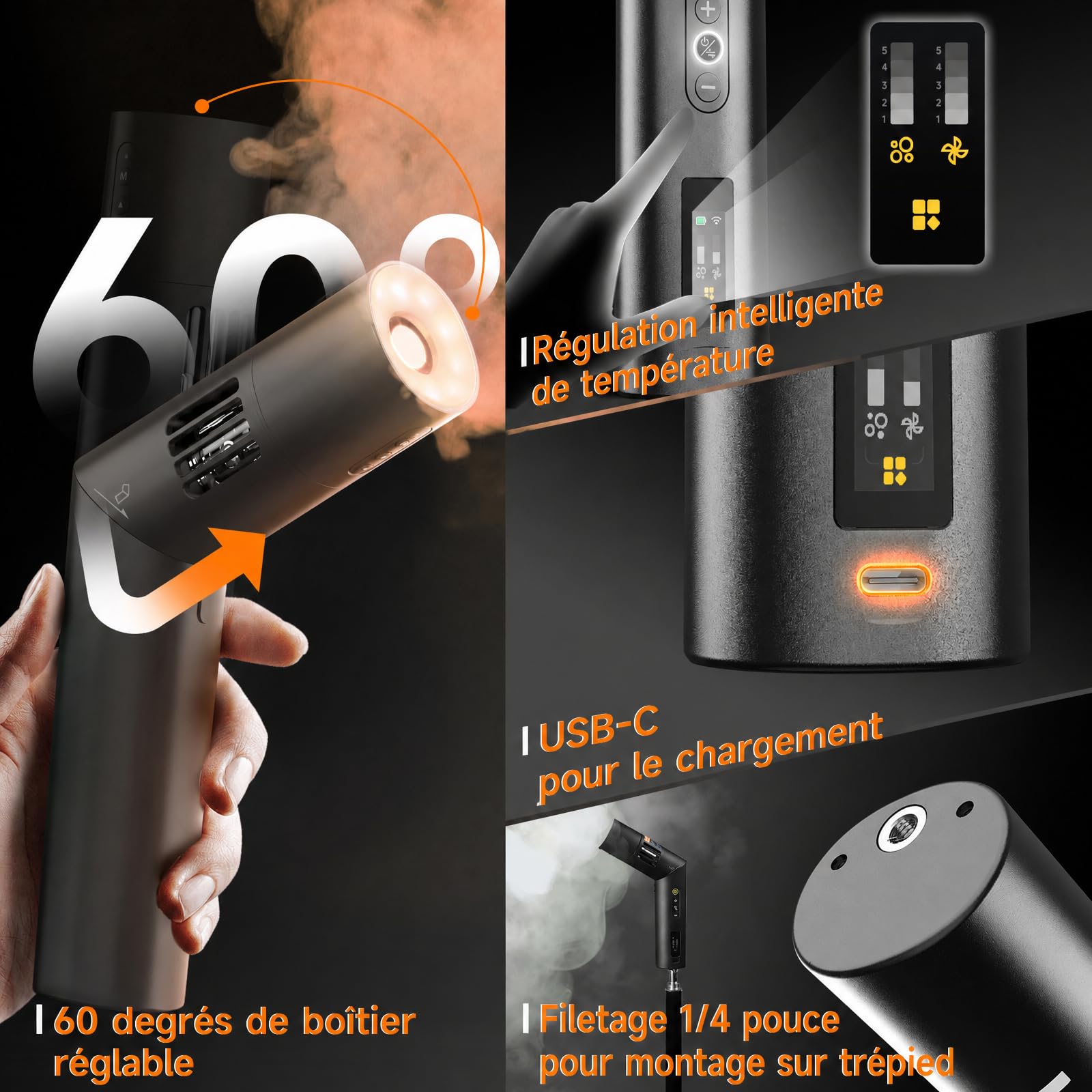 Machine à Fumée, Rollei Machine à Brouillard Smoke Master Pro RGB 40W Mini Machines a Fumee Portable avec Télécommande et Batterie pour Photographie Vidéo Fêtes Mariages Créateurs de Contenu Scène