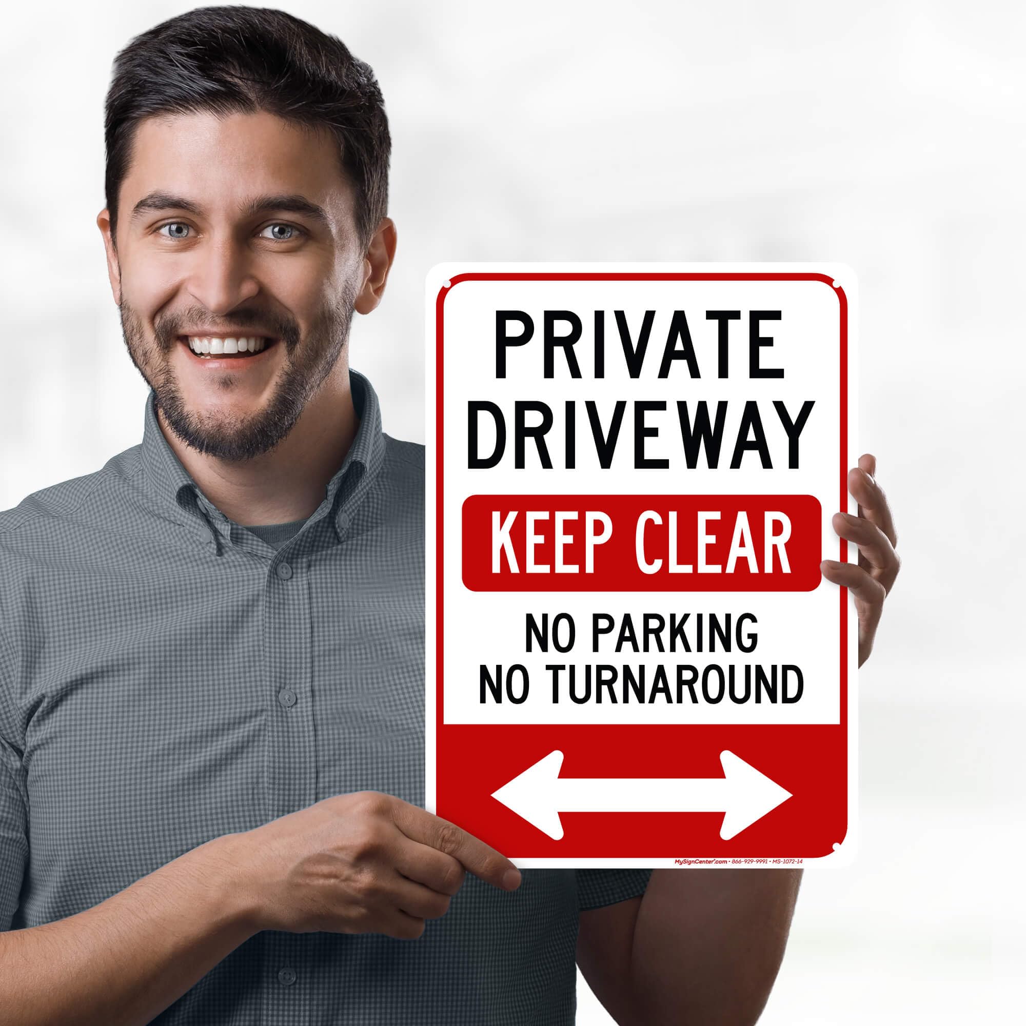Private Driveway Keep Clear No Parking No Turnaround Sign, 10x14 Inches, 55 mil thick HDPE (high density polyethylene), Made in USA by My Sign Center