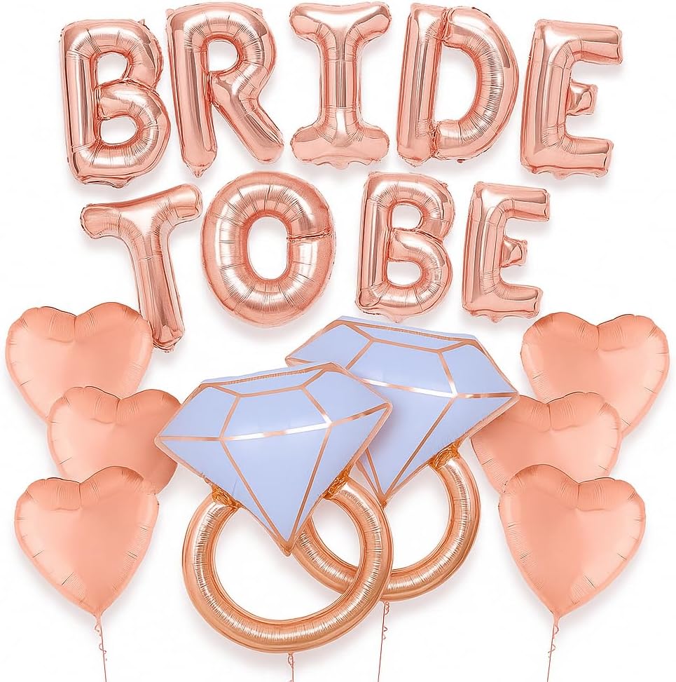 KatchOn, Rose Gold Bride To Be Balloons - Pack of 17 | Bridal Decorations | Bachelorette Party Decorations | Bride Balloons for Rose Gold Bridal Shower Decorations | Bachelorette Balloons