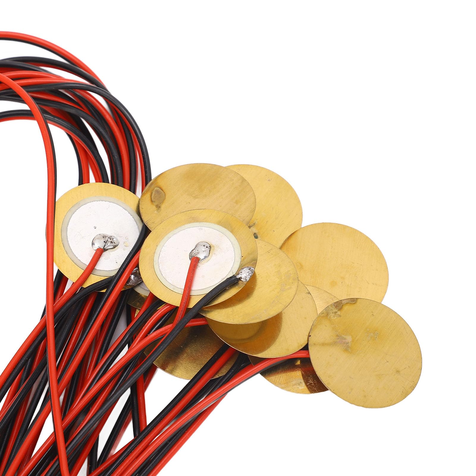 Eujgoov Piezo Gitarowe, 12pc 27 Mm Mosiężny Przetwornik Dysków Piezoelektrycznych z Drutem, Niskie Zużycie Energii