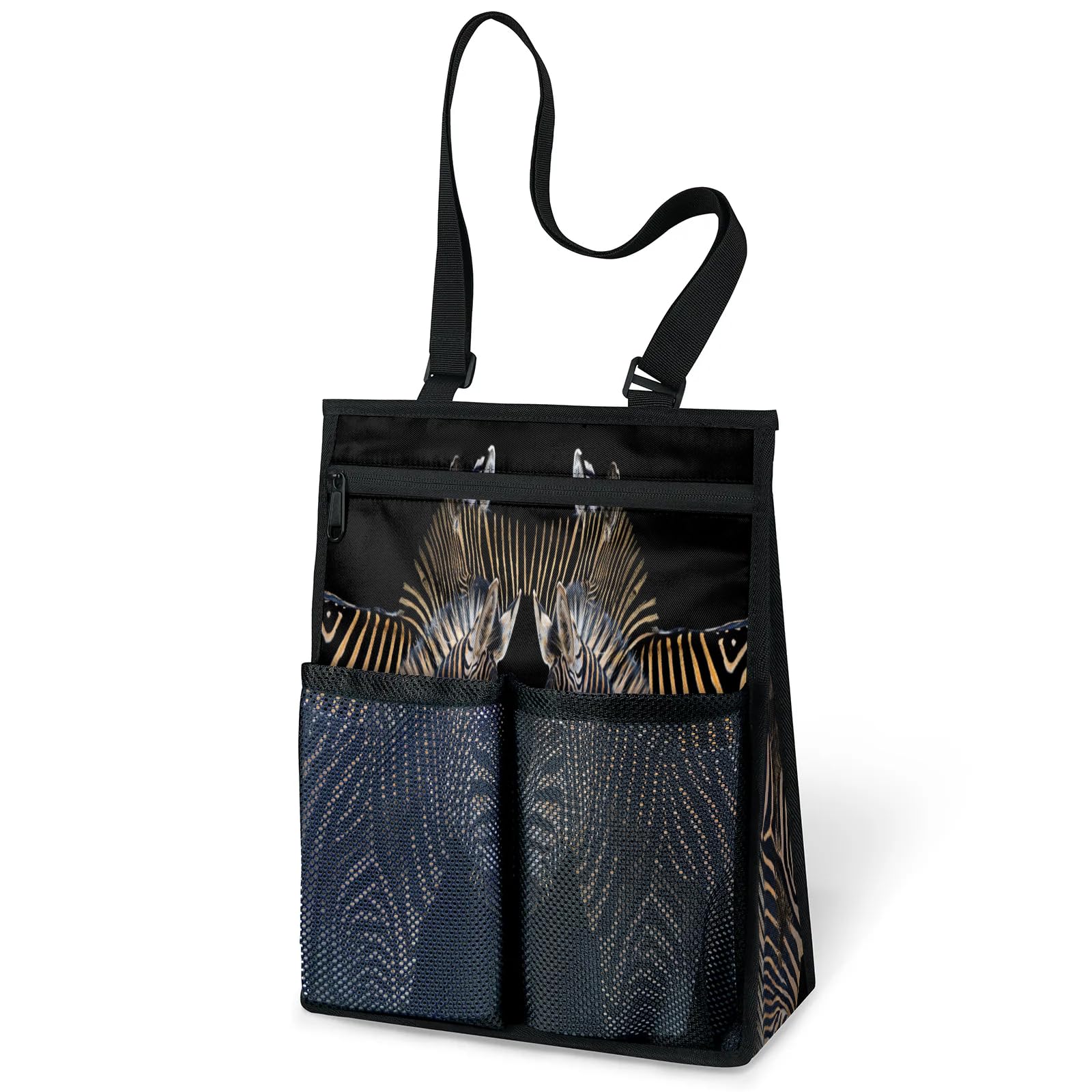 Ourtheme Zebra Pattern Portable Shower Bag for Travel Gym Camp Beach Tote Shower Caddy Bags Hanging Toiletry Organizer