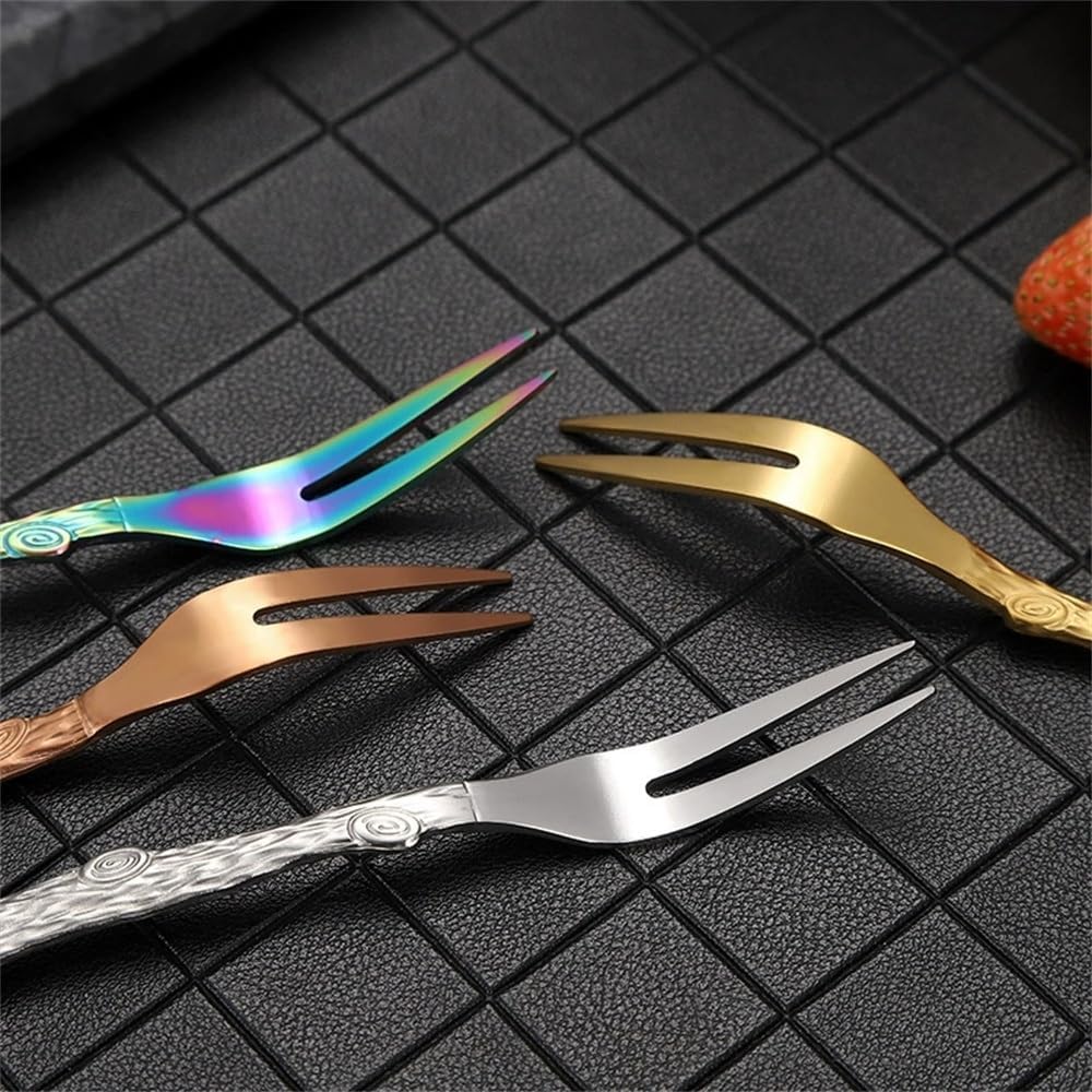 Stainless Fruit Forks Cake Dessert Fruit Salad Household Fork for Dessert Cake Cocktail(Colour 4)