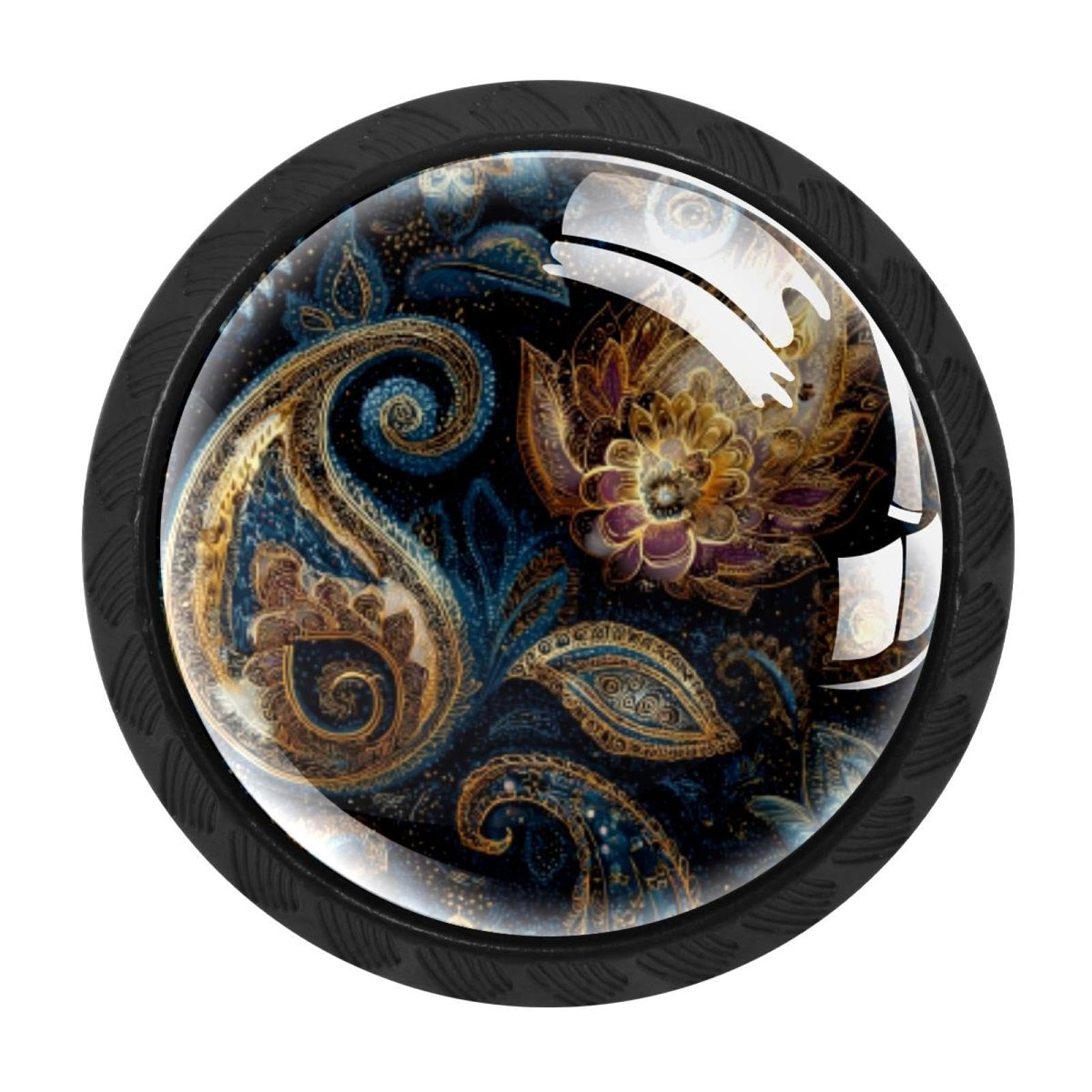 CHENZZZZ 4 Pack Swirls Floral Elements Ornamental (1) Drawer Knob Cabinet Hardware
