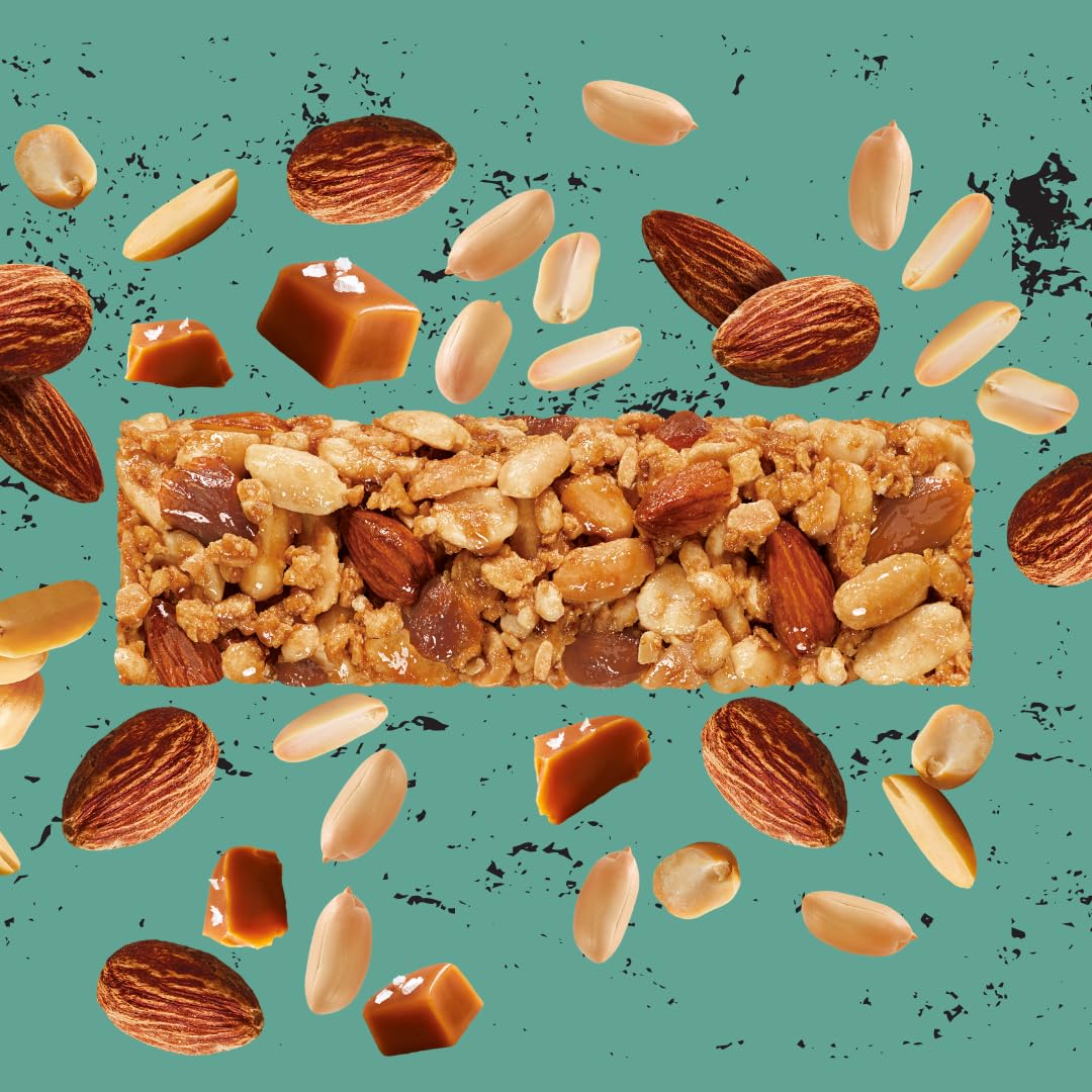 EAT NATURAL - Barres sans gluten & protéinées - Cacahuètes, amandes, caramel & sel de mer - 12 barres de 40g