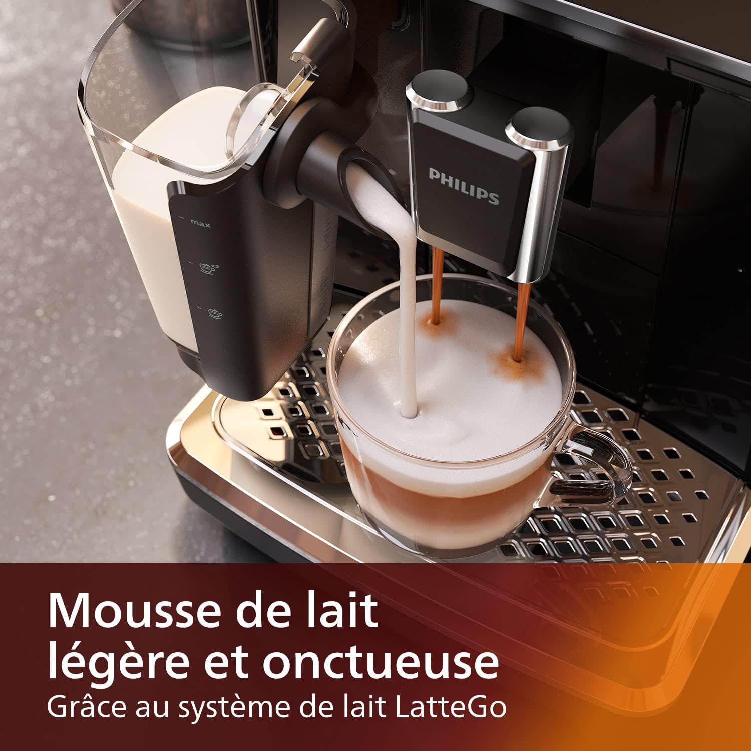 Philips Expresso broyeur Série 2200-3 Boissons, Écran tactile, Carafe LatteGo, Broyeur céramique, Machine à café à grain Noire (EP2231/40)