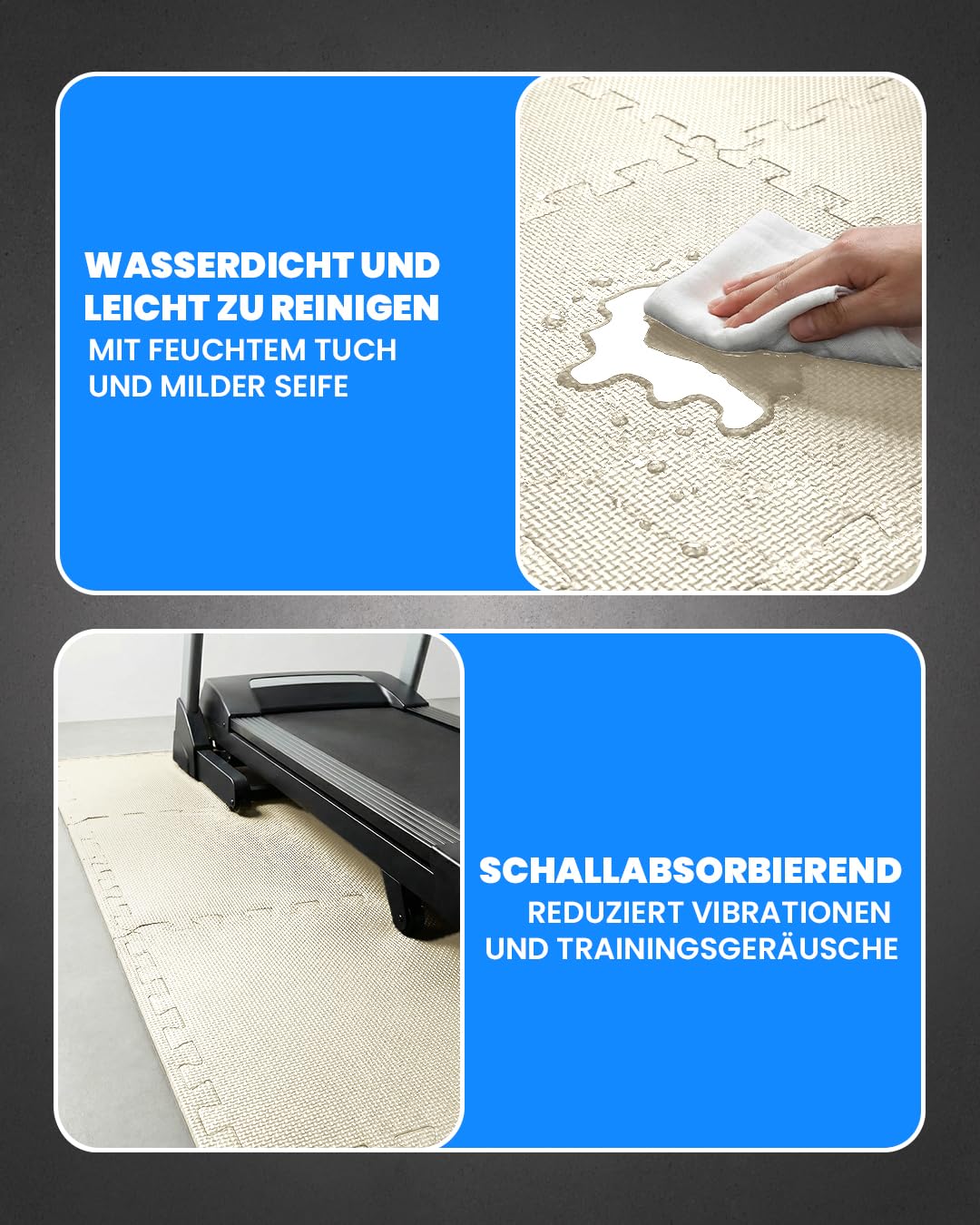 unycos - Bodenschutzmatte Set【12/20/28 Teile】Puzzlematte 30x30 cm, Rutschfeste Schutzmatten per Fitnessraum und Sportgeräte, Gymnastikmatte, Trainingsmatte, Yogamatte, Wasserdicht, Ungiftig