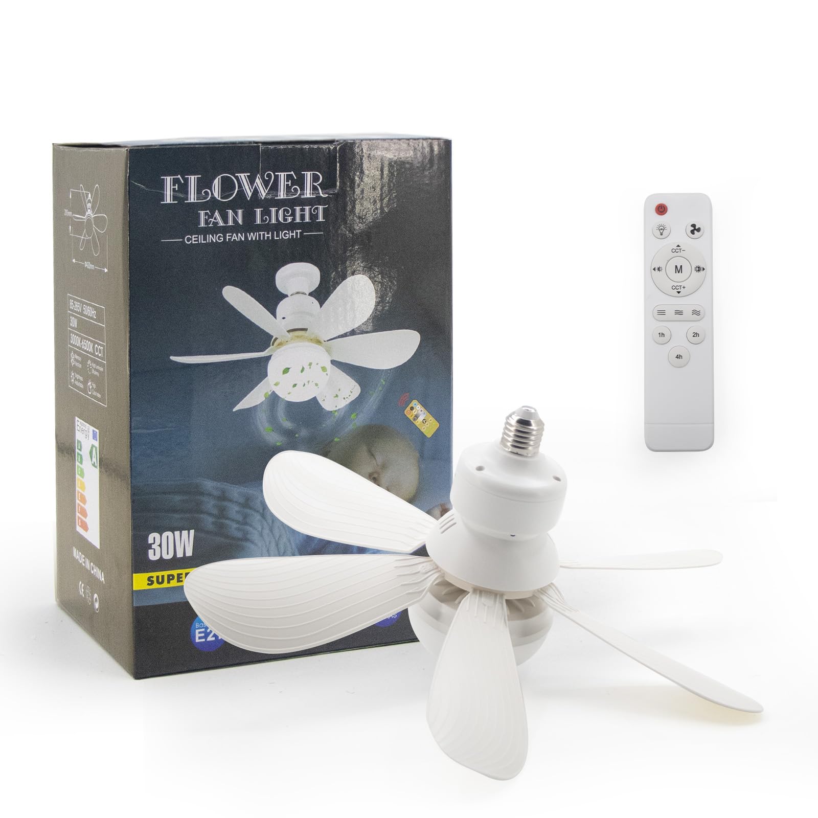 Flyfox Ceiling Fan with Light 16.5IN - LED Ceiling Fan with Remote | Adjustable Color Temperature (3000K-6500K), 3 Color Options, 1000 Lumens for Bedroom, Kitchen, Home Office, Study Room