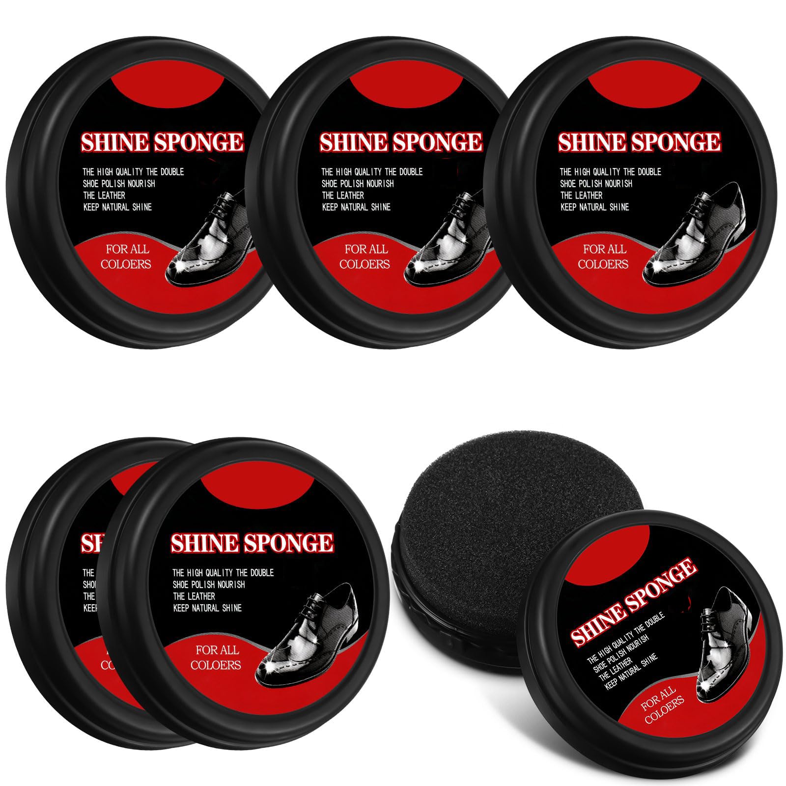 KASTWAVE 6 Pcs Neutral Shoe Shine Sponge Set - 0.2 oz Each - Ideal for Cleaning Leather Boots, Bags, Jackets, and Purses - Works on Any Color