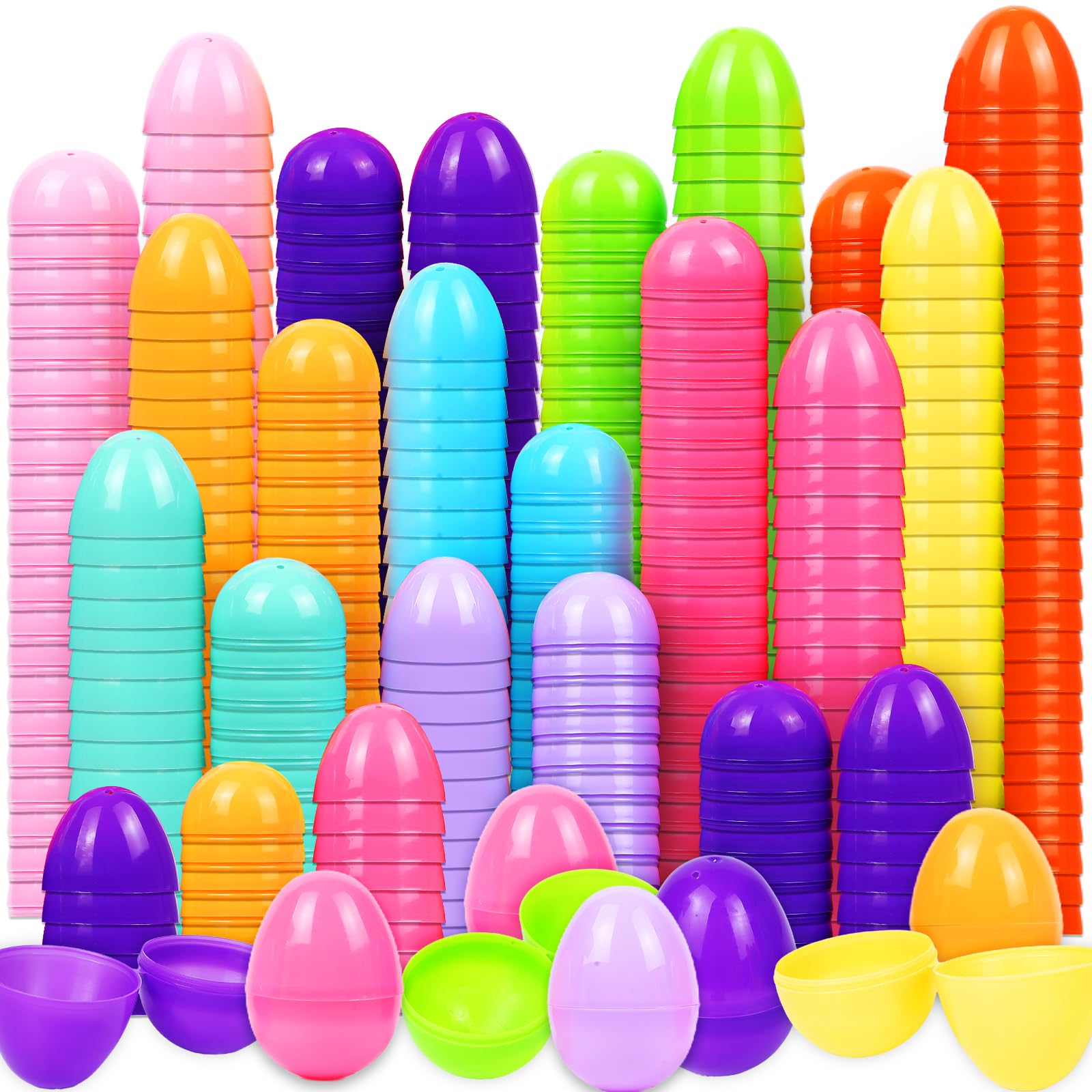 Photo 1 of 1000Pcs Easter Eggs, 2.3" Fillable Colorful Bright Plastic Easter Eggs Empty for Easter Hunt, Filling Treats, Easter Basket Stuffers Fillers, Party Favors, Classroom Prize Supplies Decoration