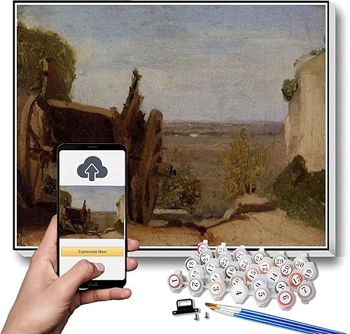 Miniatura 7 de Kit de pintura al óleo de bricolaje, la fachada de la Villa D Este en Tivoli vista desde los jardines de Camille Corot Kit de pintura por números