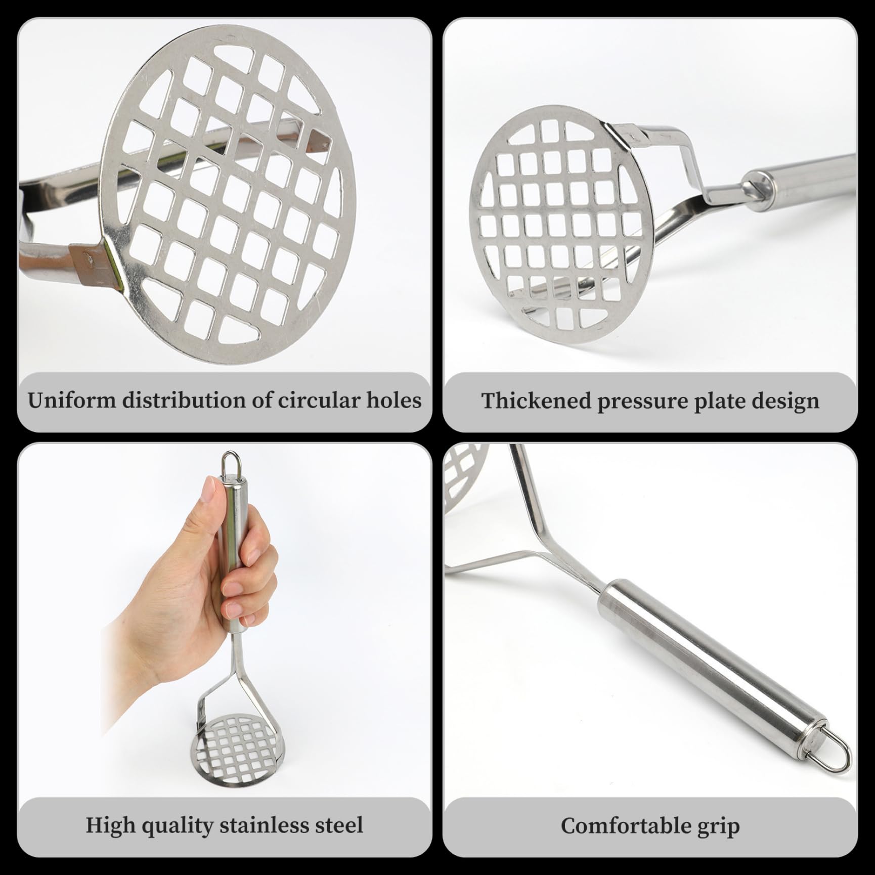 Schiacciapatate Acciaio Inossidabile, Schiacciapatate Acciaio Inossidabile Purè Ricer Resistente Portatile Manico Lungo Cucina Ristorante per Fagioli Verdure, Ricer