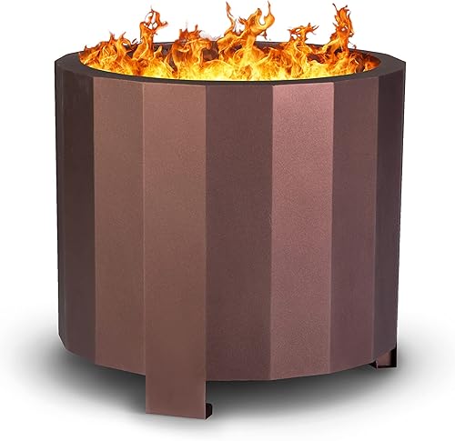 Miniatura 12 de Flash Furniture Titus - Chimenea de madera de grado comercial, sin humo, acabado de bronce, 19.5 pulgadas, portátil, cubierta impermeable