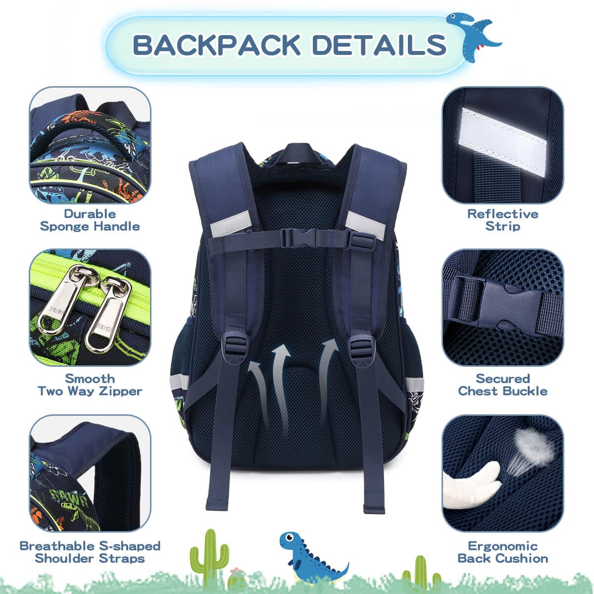 Cusangel Kinderrucksack Mädchen Jungen Teenager Schulrucksack, Ergonomischer & Anpassbarer Schulranzen, Wetterfester Rucksack Kinder mit Brustgurt, 20L, 41 x 29 x 15 cm