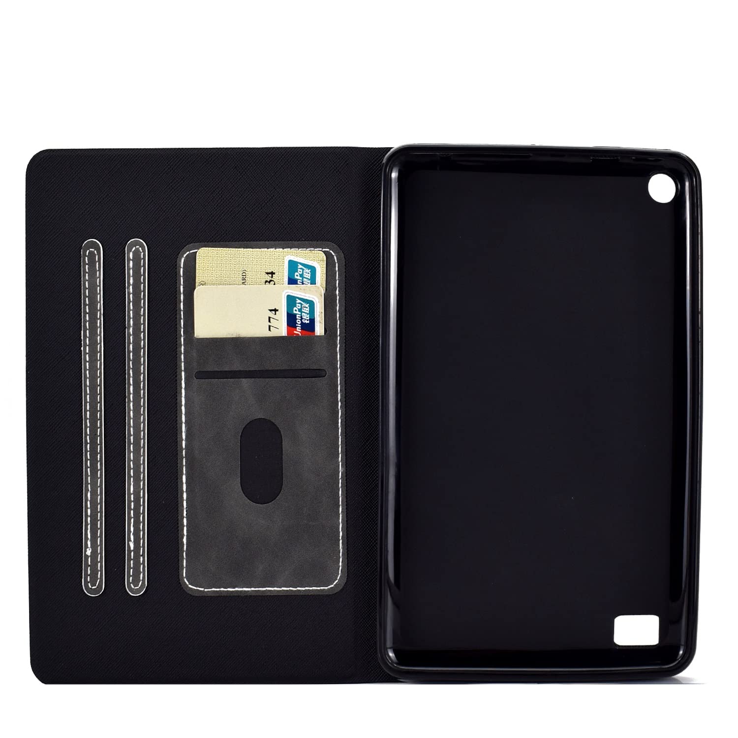 Pokrywa tabletu Case For Kindle Fire 7 2019/2017/2015 (9. / 5. generacja) Tablet, dla inch Folio Cover Multi-Angle Viewing W Slot Card Smart(Noir)