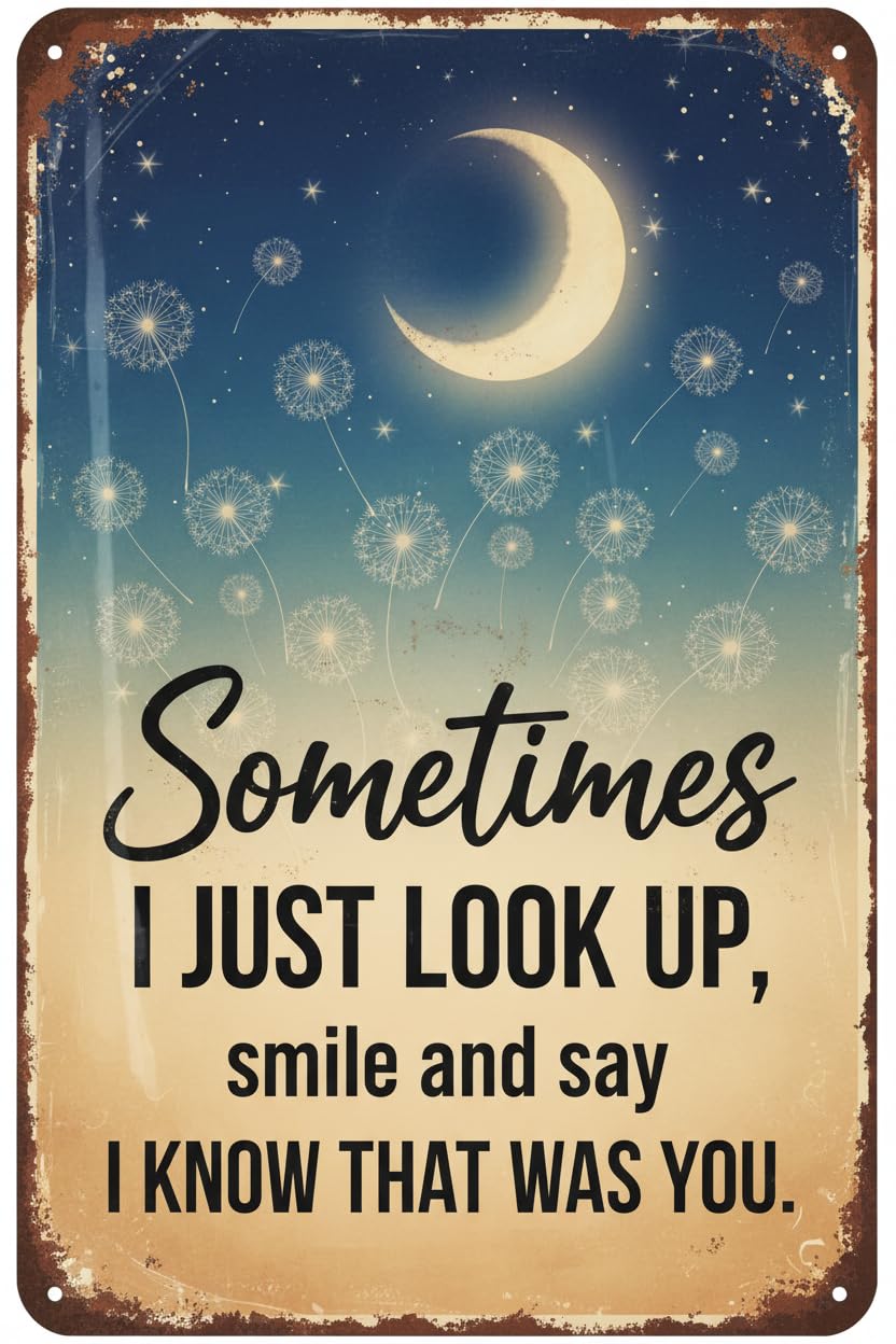 Dandelion Inspiring Vintage Tin Sign Just Look Up Smile Say I Know That Was You Vintage Tin Sign for Home Office Kitchen Bar Cafe Garden Wall Decor 12 * 8inch