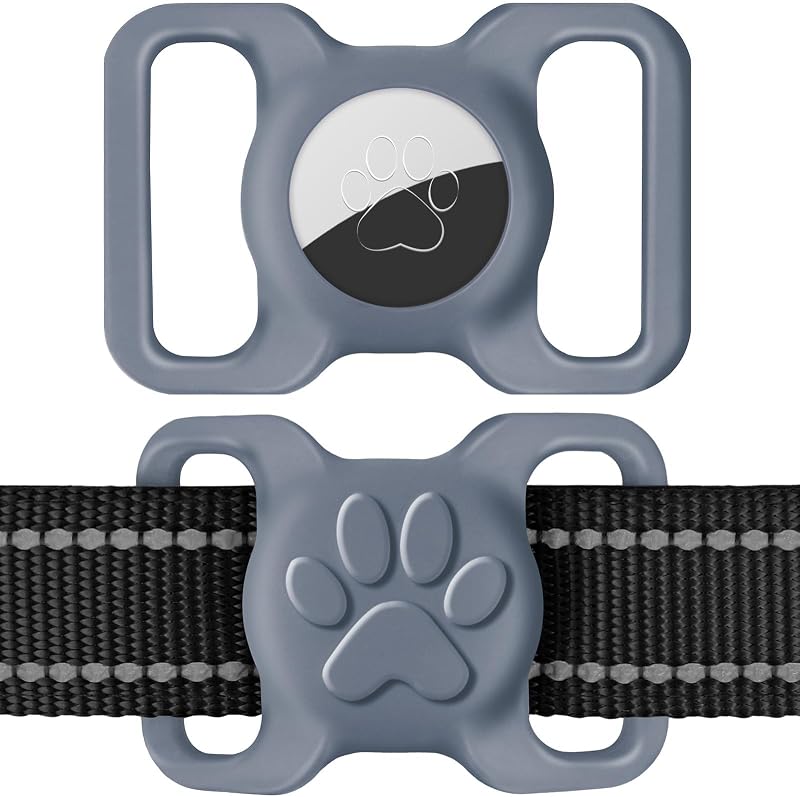 Suporte de Silicone para AirTag em Coleira de Cães Grandes Dynmeow Grey, Pacote com 1