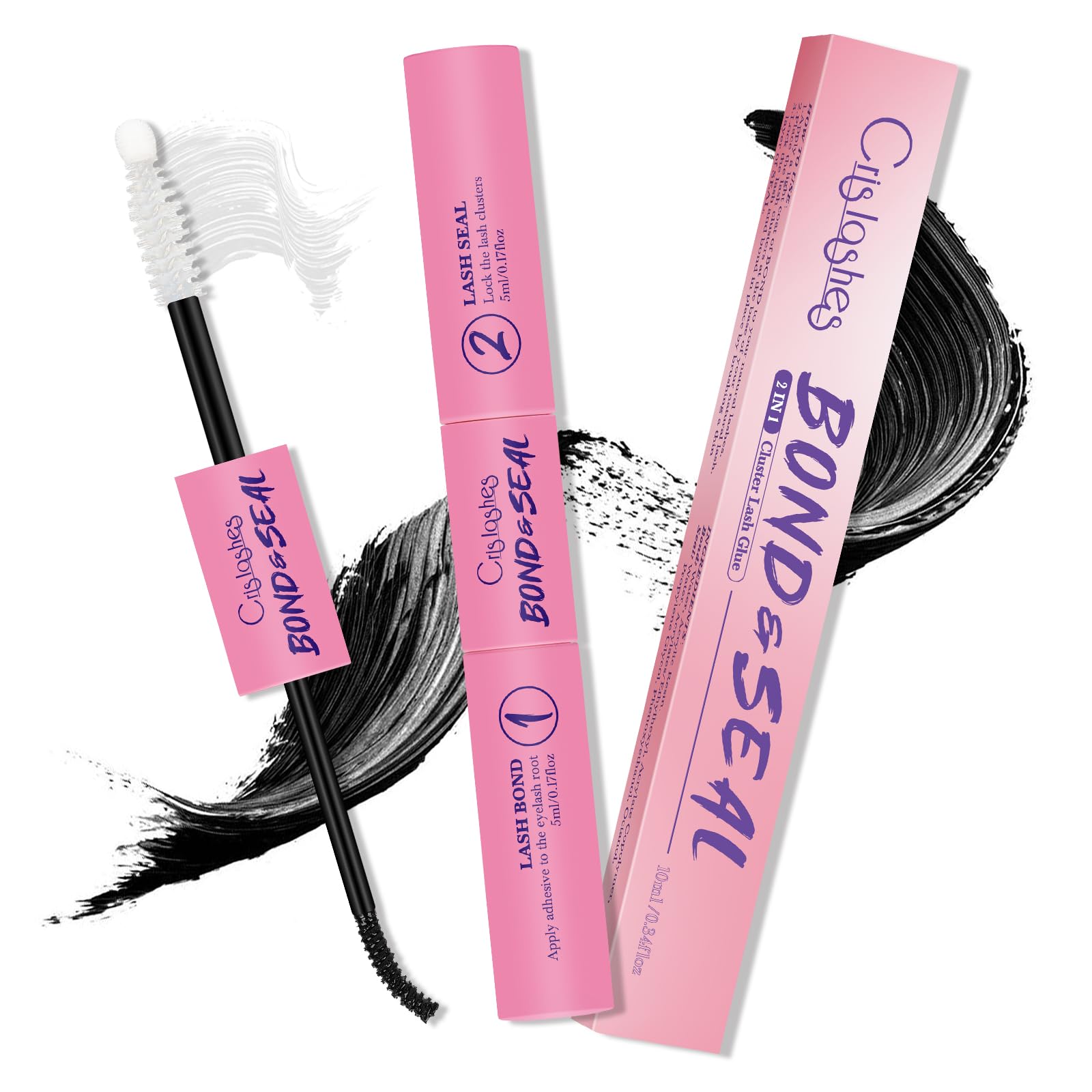 Crislashes Pegamento de Pestañas, Pegamento y Sellado de Pestañas Pelo a Pelo, Lash Bond and Seal, Impermeable y Súper Retención DIY (5ml+5ml)