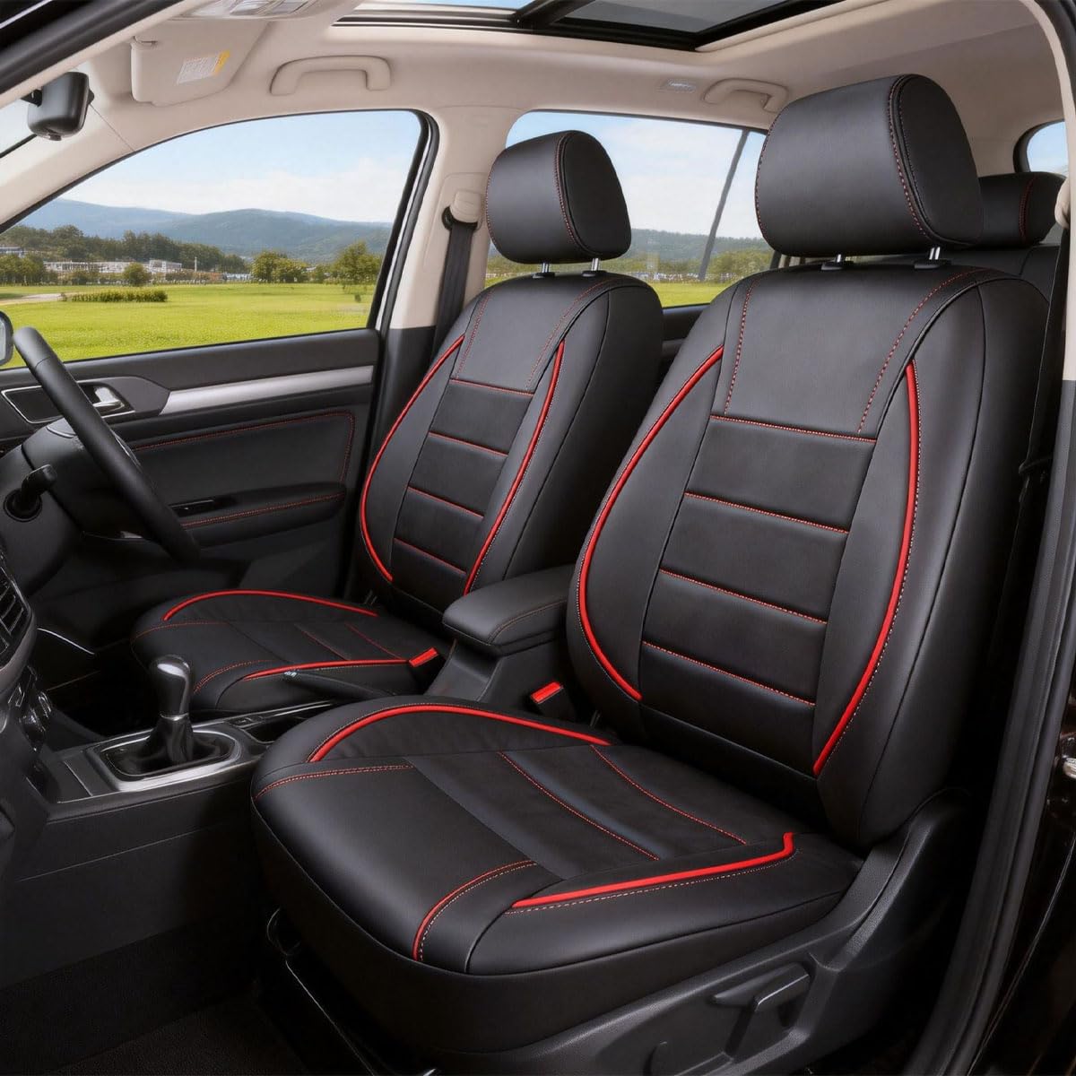 Générique Ensemble de Housse de Siege Voiture pour Renault Clio 2 3 4 5 mk3 mk4 Megane 2 3 4 CC, Housse Siege Auto Avant et Arrière en Cuir PU Accessoires Intérieurs, Compatibles avec Airbags
