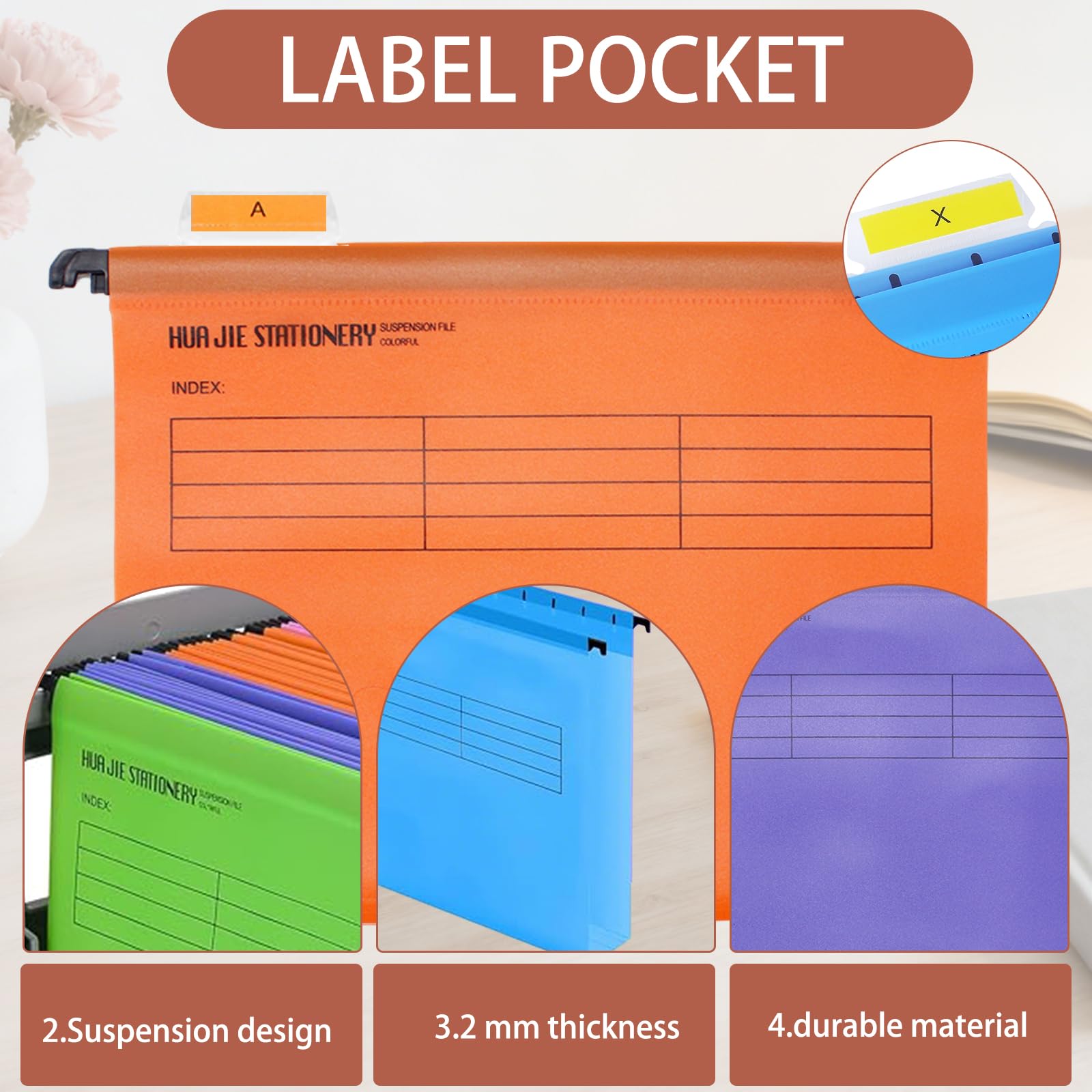 20Pcs A4 Dossier Suspendus,Polypropylène Dossier Suspendu Armoire avec Onglets et Inserts,Support Dossier Suspendu,Dossier Suspendus pour Tiroir pour L'école la Maison le Travail et le Bureau